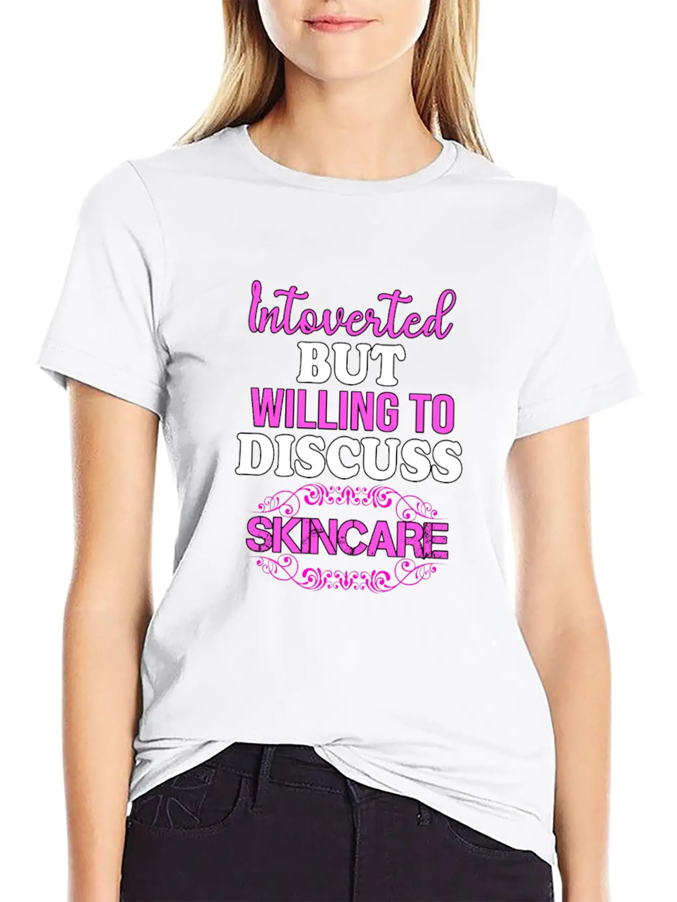 Introverted But Willing To Discuss Skincare Comfortable Minimalist Graphic Tee – Summer Style Essential