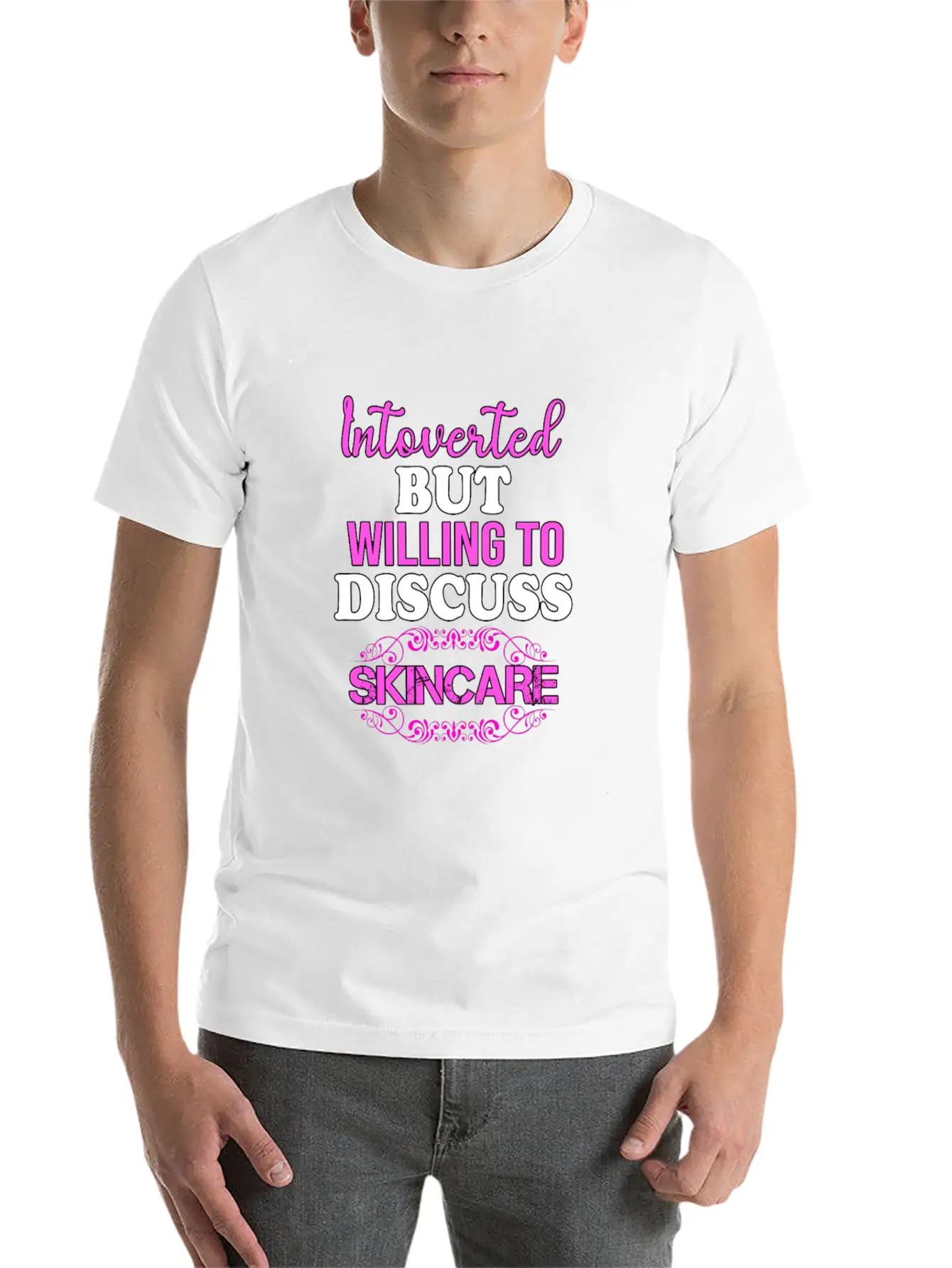 Introverted But Willing To Discuss Skincare Comfortable Minimalist Graphic Tee – Summer Style Essential