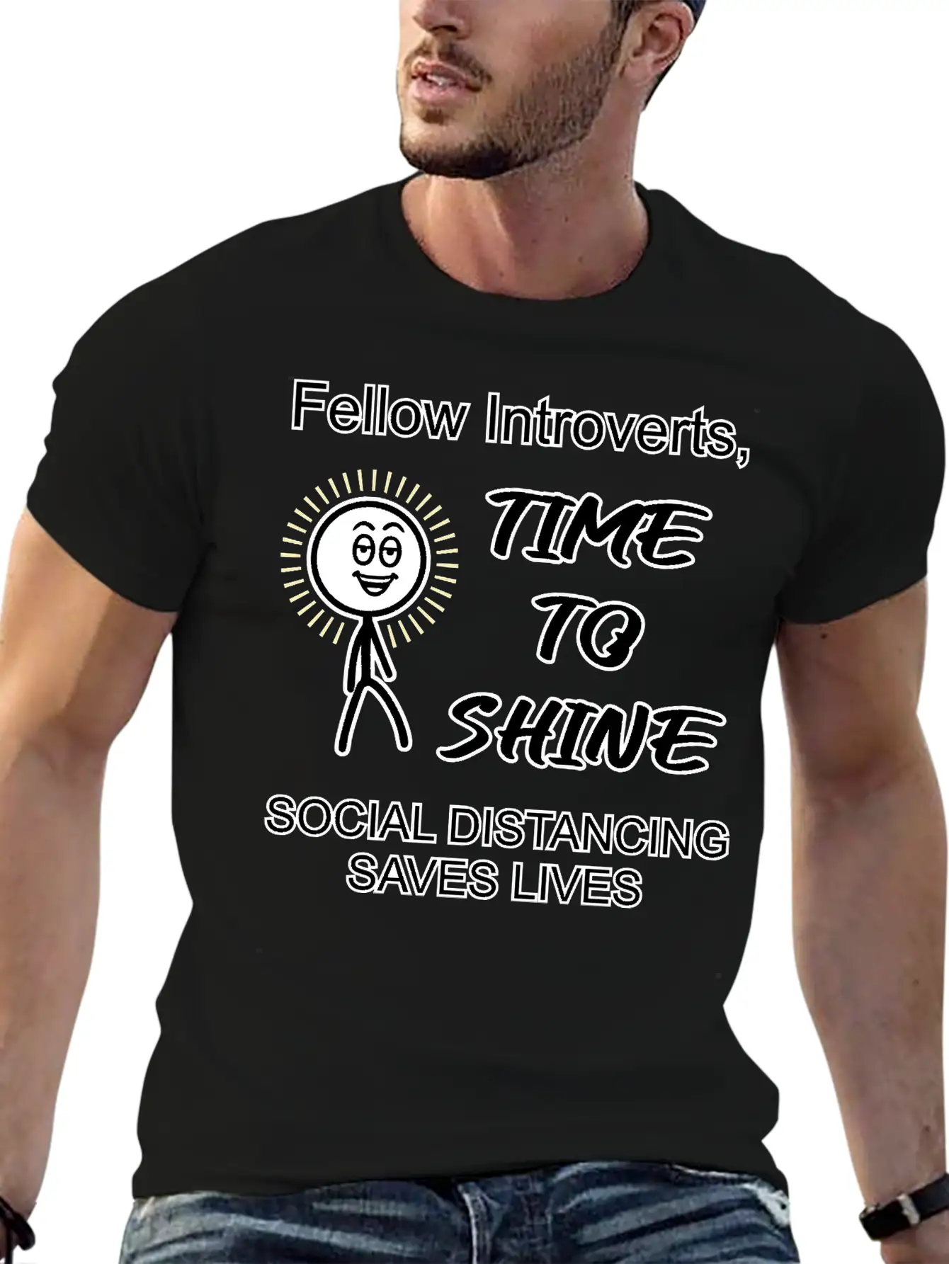 Introverts, Time To Shine Unisex Short Sleeve Soft Cotton T-Shirt – Casual Everyday Wear