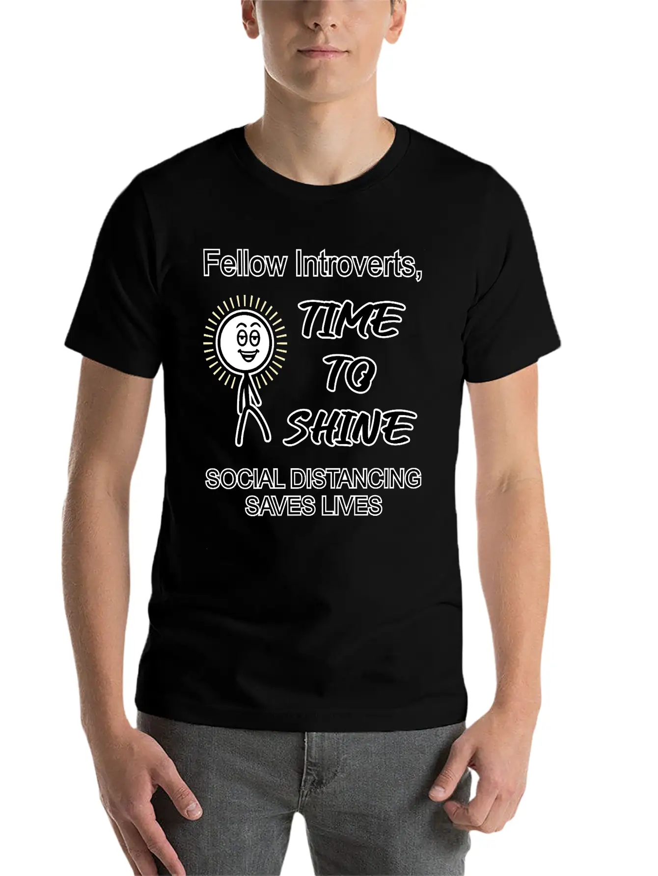 Introverts, Time To Shine Unisex Short Sleeve Soft Cotton T-Shirt – Casual Everyday Wear