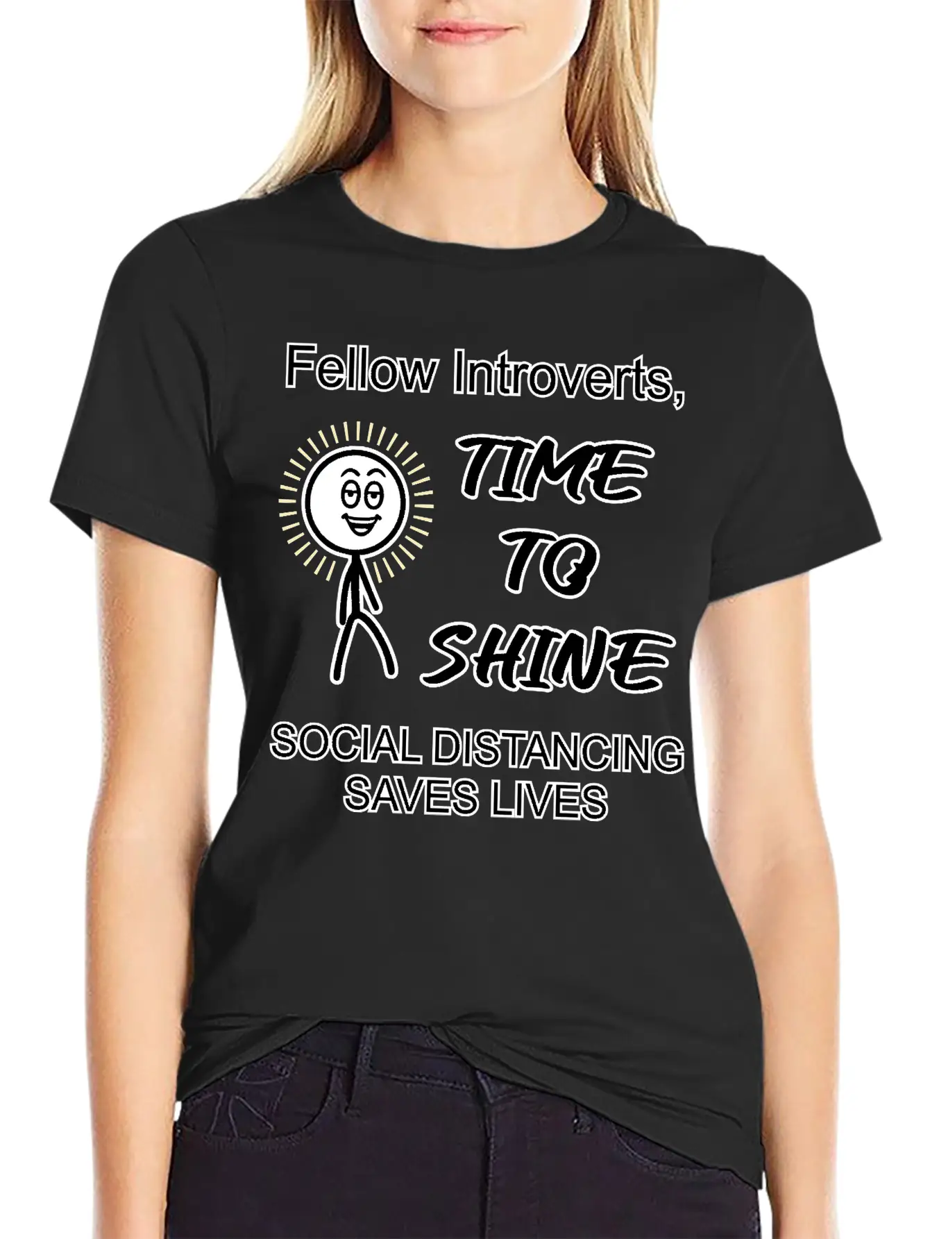 Introverts, Time To Shine Unisex Short Sleeve Soft Cotton T-Shirt – Casual Everyday Wear