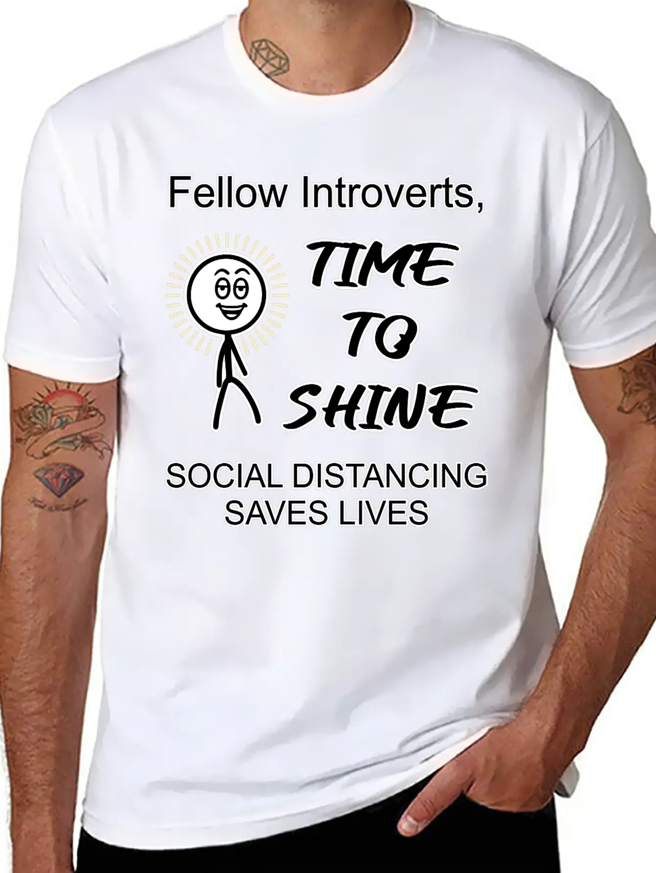 Introverts, Time To Shine Unisex Short Sleeve Soft Cotton T-Shirt – Casual Everyday Wear