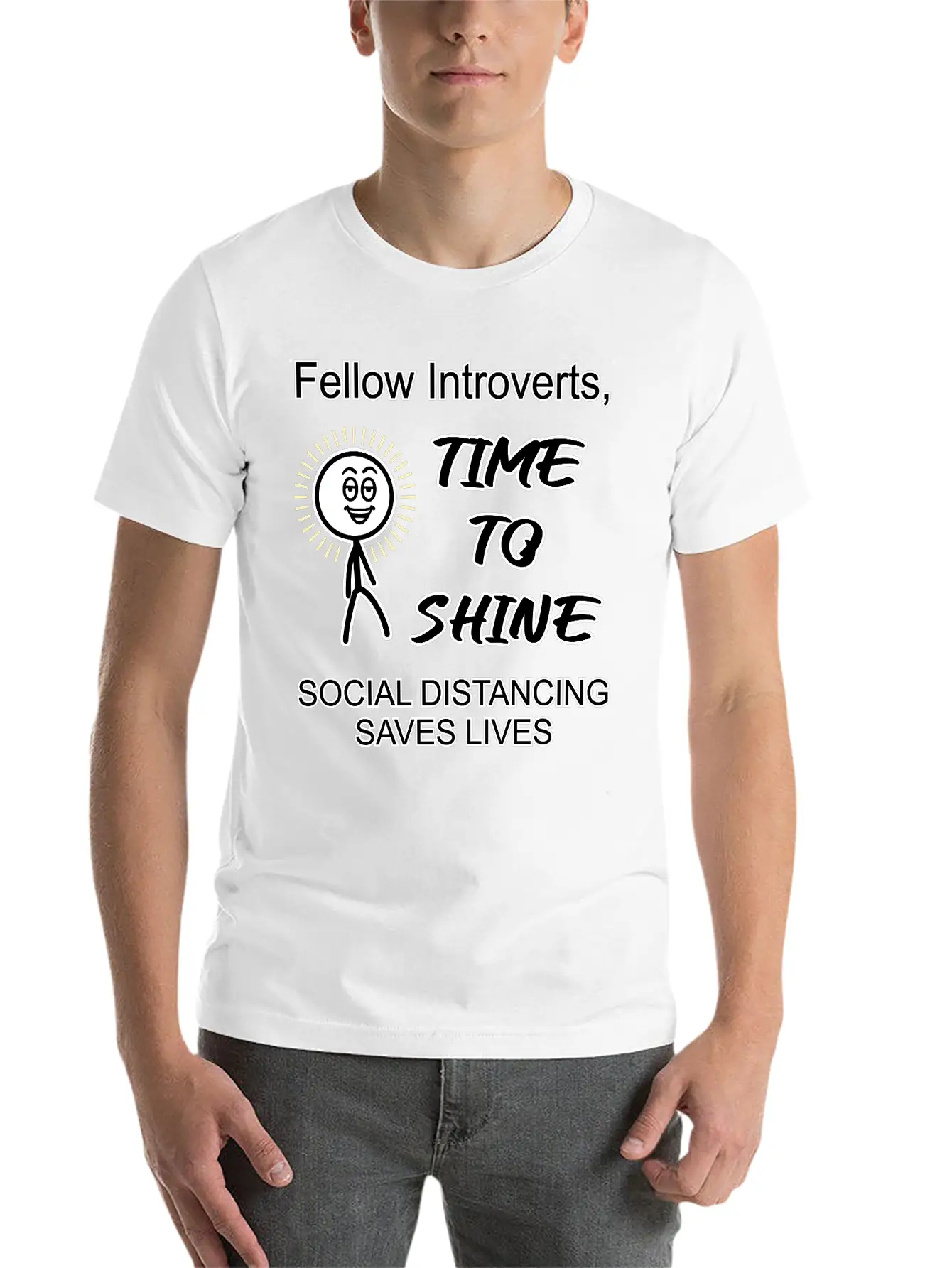 Introverts, Time To Shine Unisex Short Sleeve Soft Cotton T-Shirt – Casual Everyday Wear