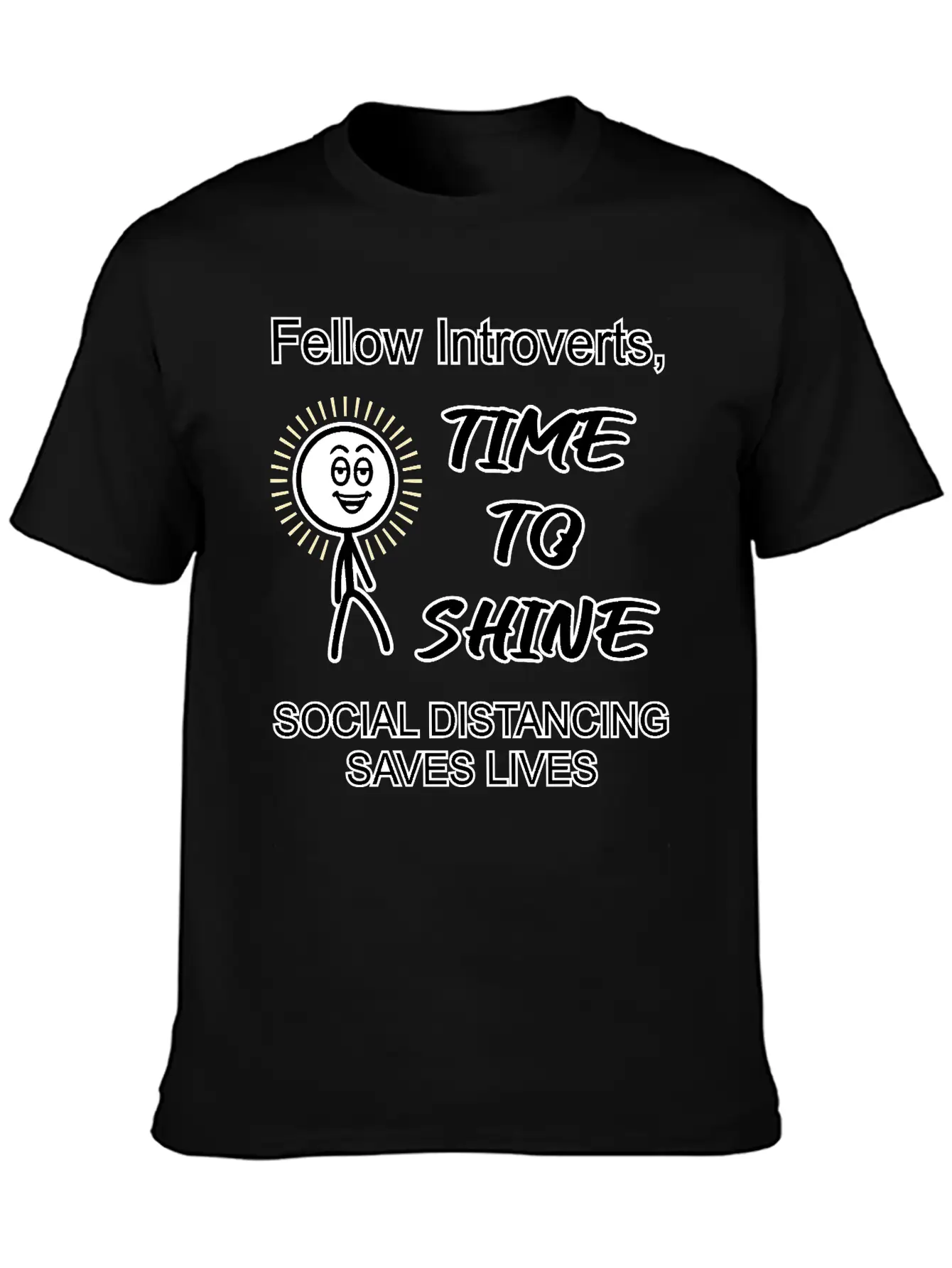 Introverts, Time To Shine Unisex Short Sleeve Soft Cotton T-Shirt – Casual Everyday Wear