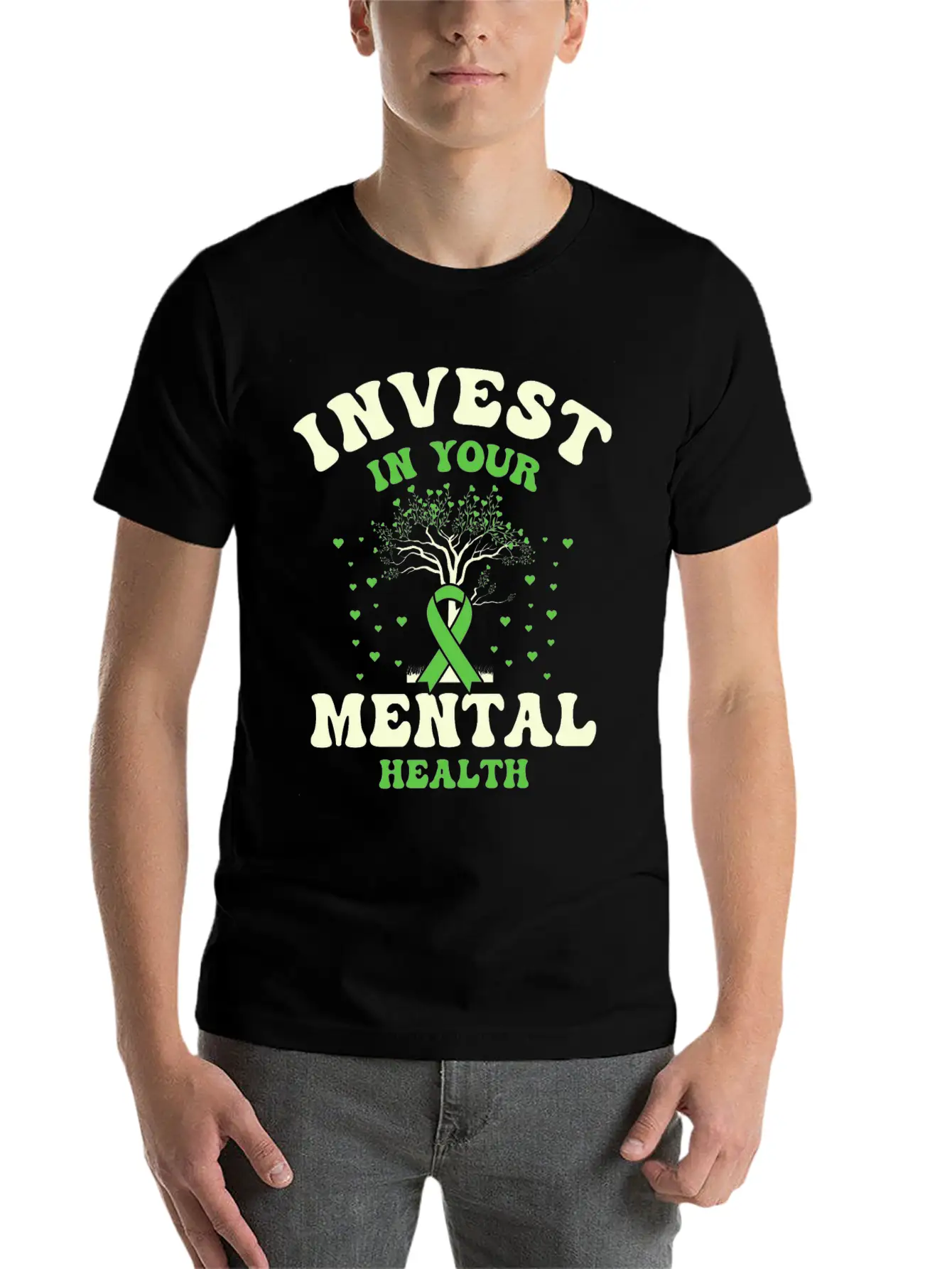 Invest In Your Mental Health Awareness Depression Essential Unisex Summer Tee – Soft Cotton Casual Fit