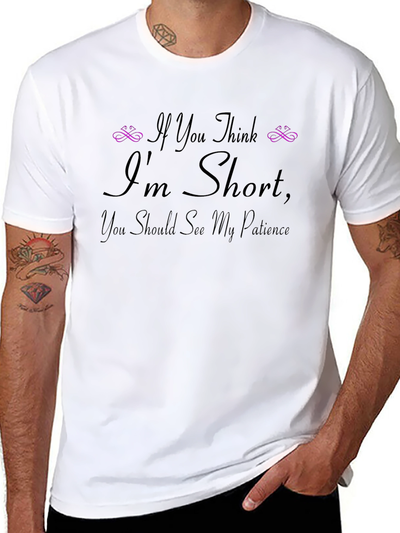 Humorous Short Patience Black Graphic T-Shirt
