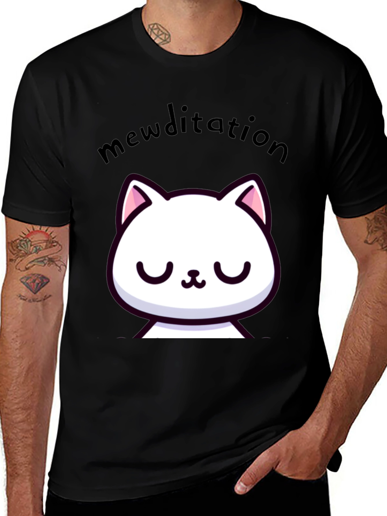 Mewditation Cat Graphic Tee - Funny Meditation Shirt