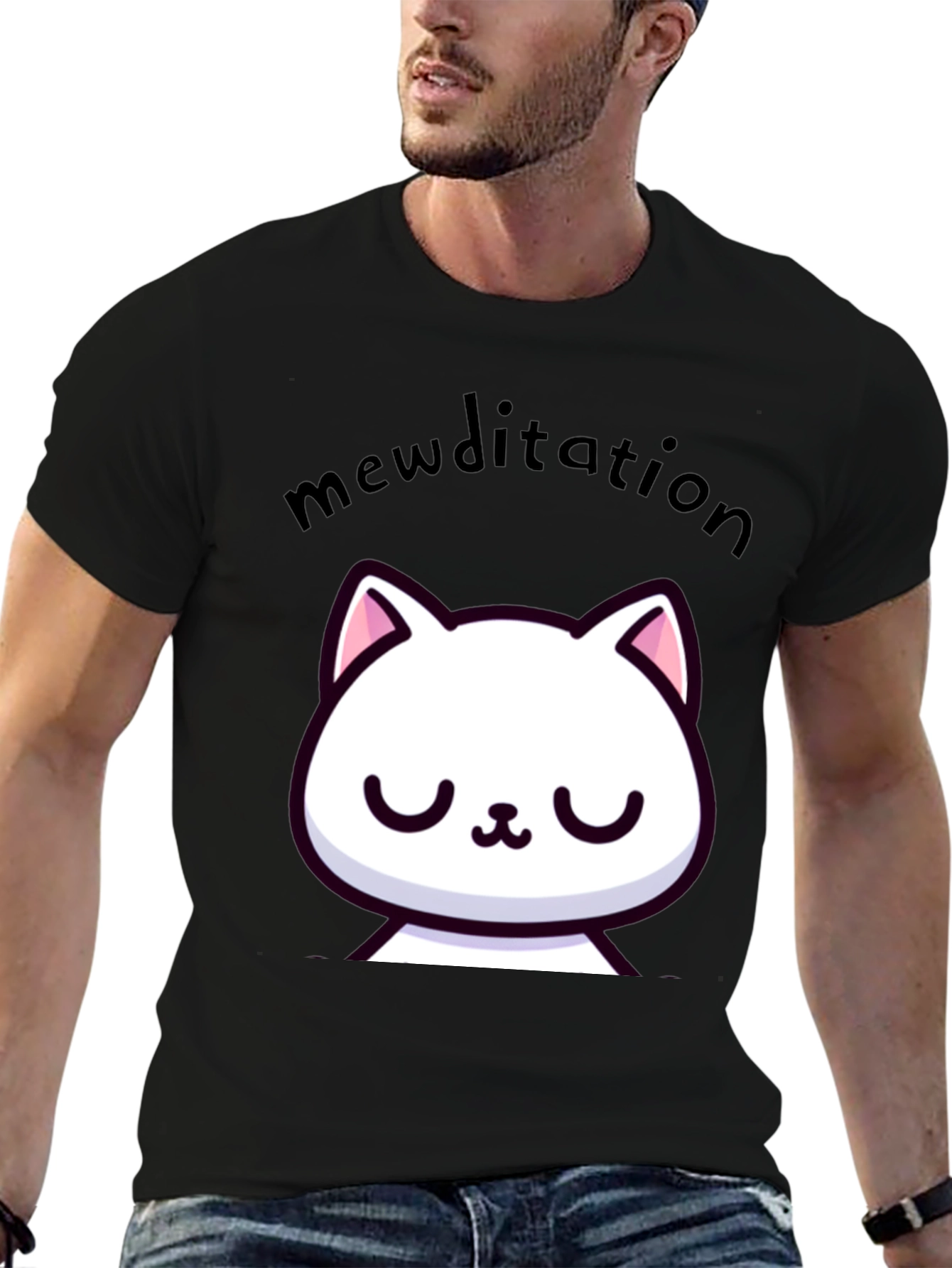 Mewditation Cat Graphic Tee - Funny Meditation Shirt