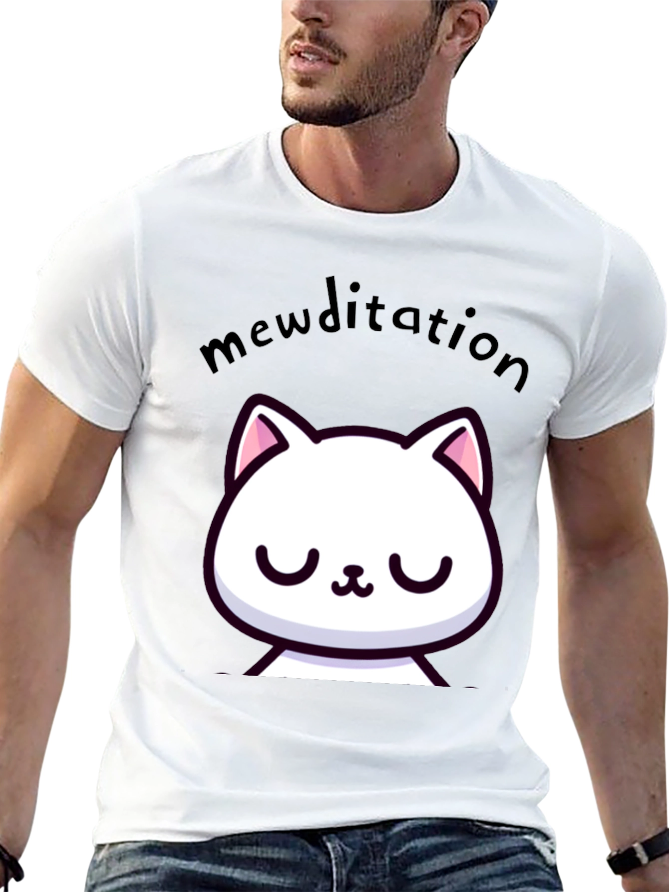 Mewditation Cat Graphic Tee - Funny Meditation Shirt
