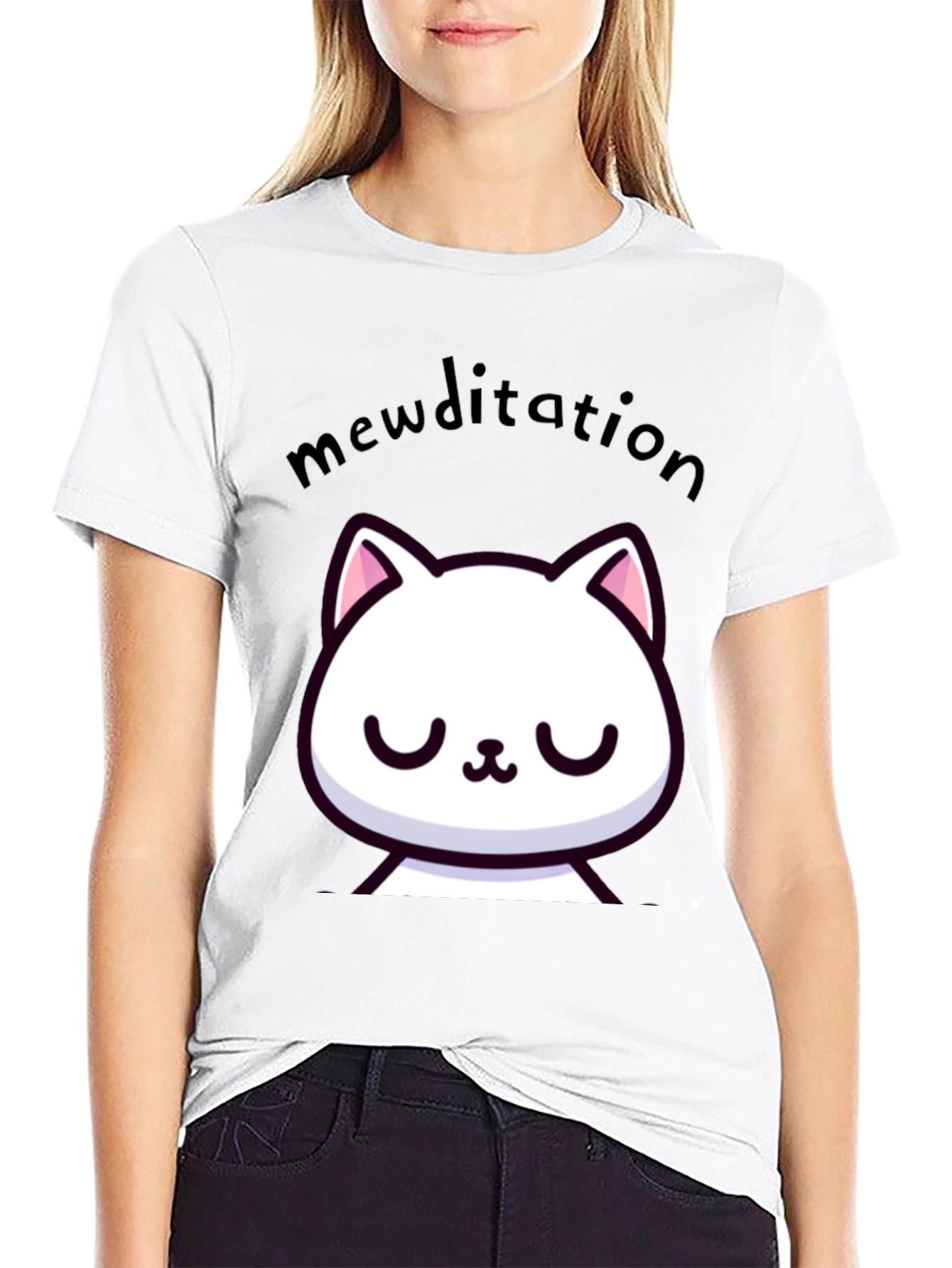 Mewditation Cat Graphic Tee - Funny Meditation Shirt
