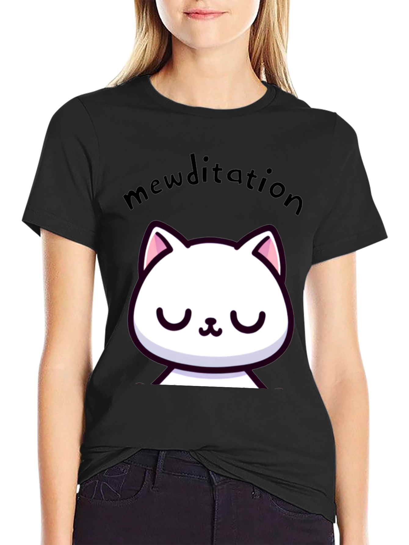 Mewditation Cat Graphic Tee - Funny Meditation Shirt