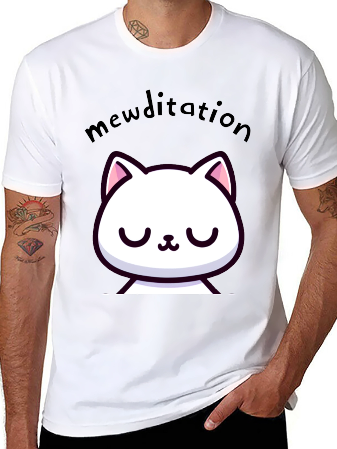 Mewditation Cat Graphic Tee - Funny Meditation Shirt