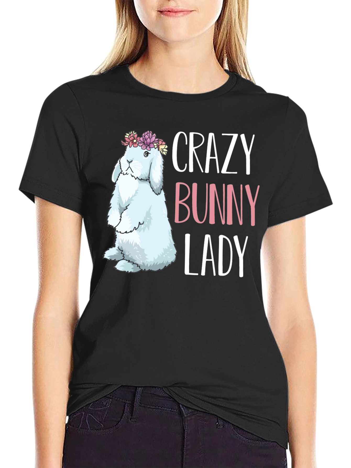 Crazy Bunny Lady T-Shirt - Easter Apparel