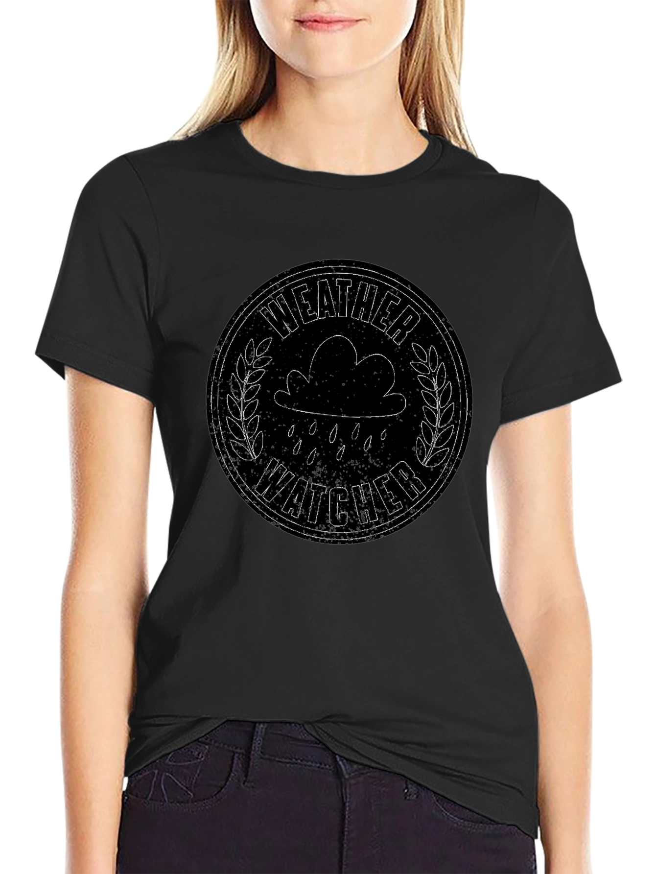 Weather Watcher Graphic Tee - Black Cotton T-Shirt