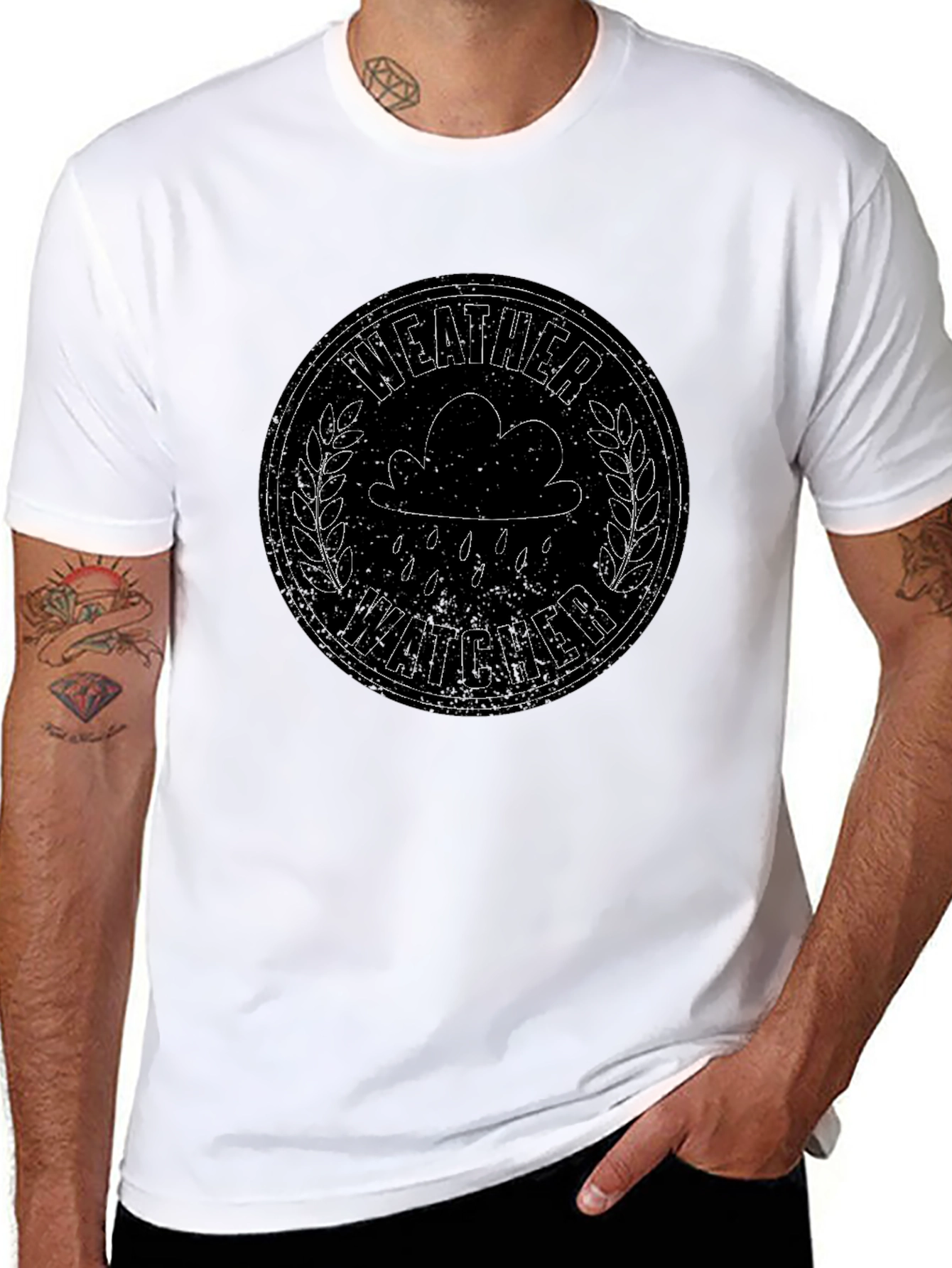 Weather Watcher Graphic Tee - Black Cotton T-Shirt
