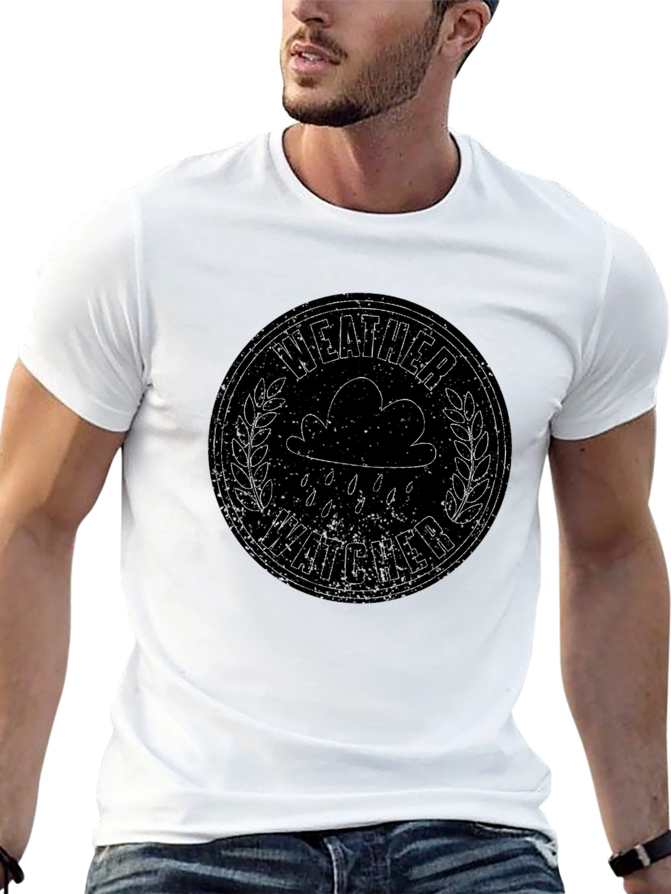 Weather Watcher Graphic Tee - Black Cotton T-Shirt
