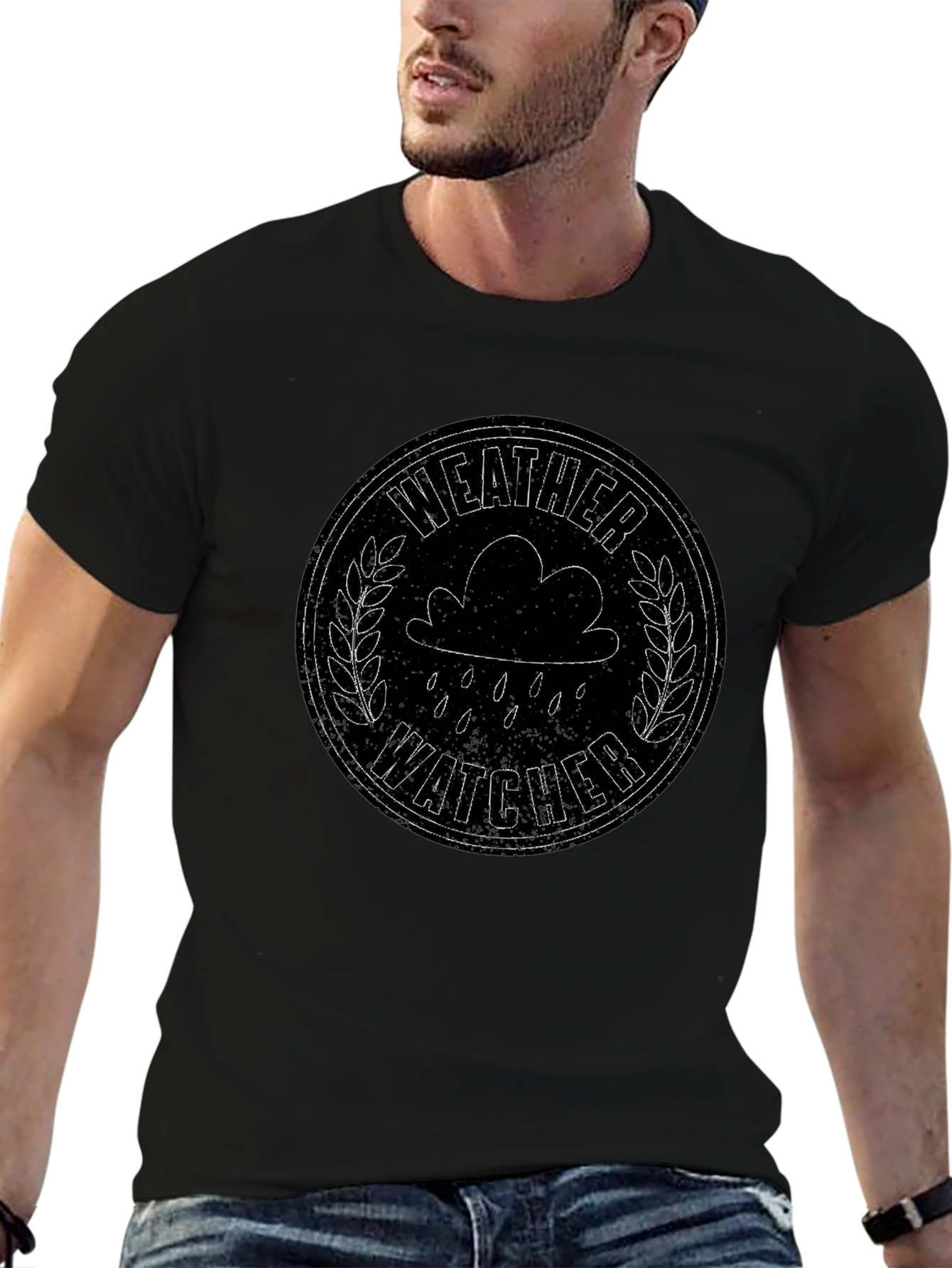 Weather Watcher Graphic Tee - Black Cotton T-Shirt