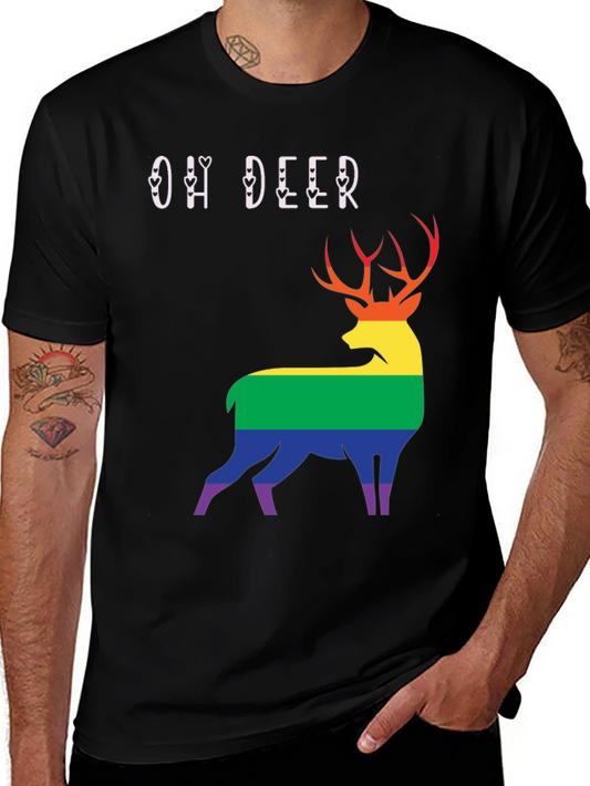 Oh Deer LGBT Pride T-Shirt - Rainbow Stag Graphic Tee