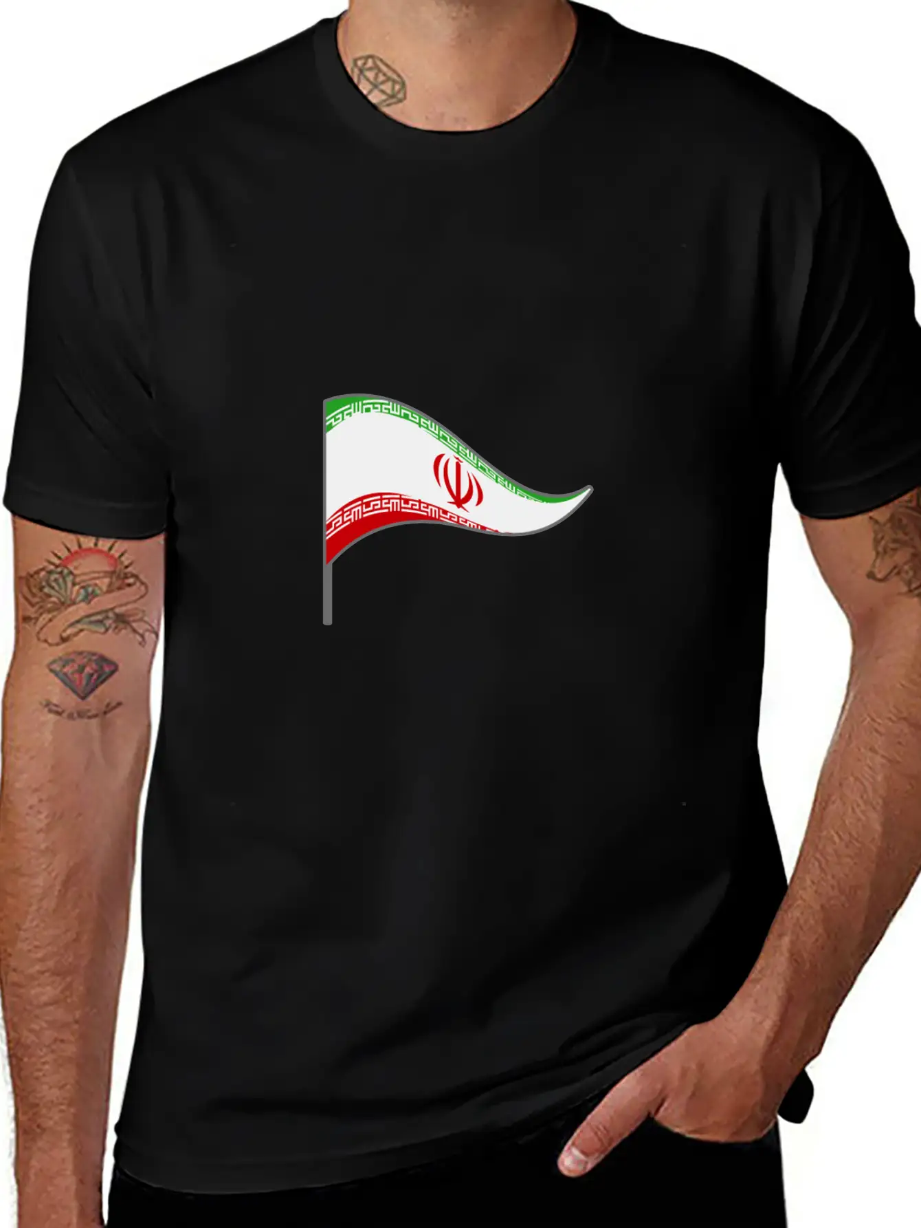 Iran Tehran Flag Banner Flags Ensigns Unisex Short Sleeve Soft Cotton T-Shirt – Casual Everyday Wear