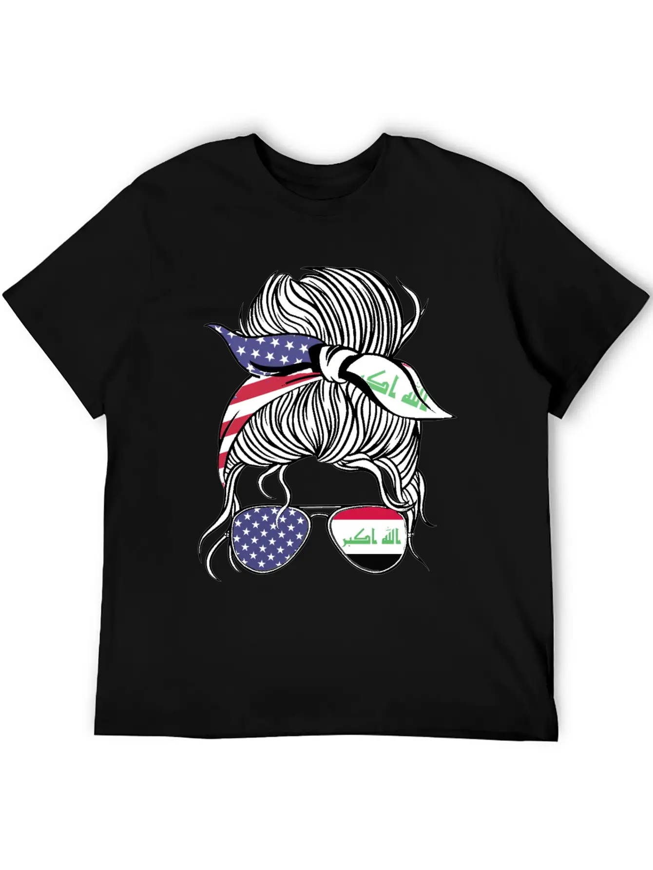 Iraqi American Patriot Proud Women Girl Flag Unisex Short Sleeve Soft Cotton T-Shirt – Casual Everyday Wear