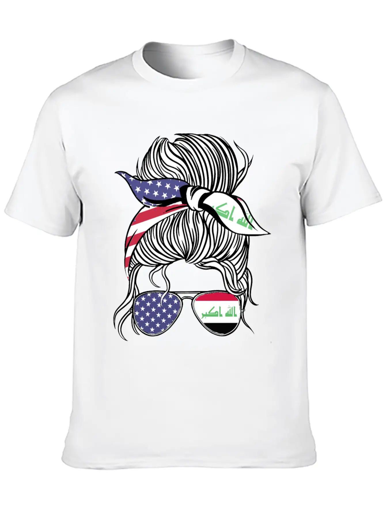 Iraqi American Patriot Proud Women Girl Flag Unisex Short Sleeve Soft Cotton T-Shirt – Casual Everyday Wear
