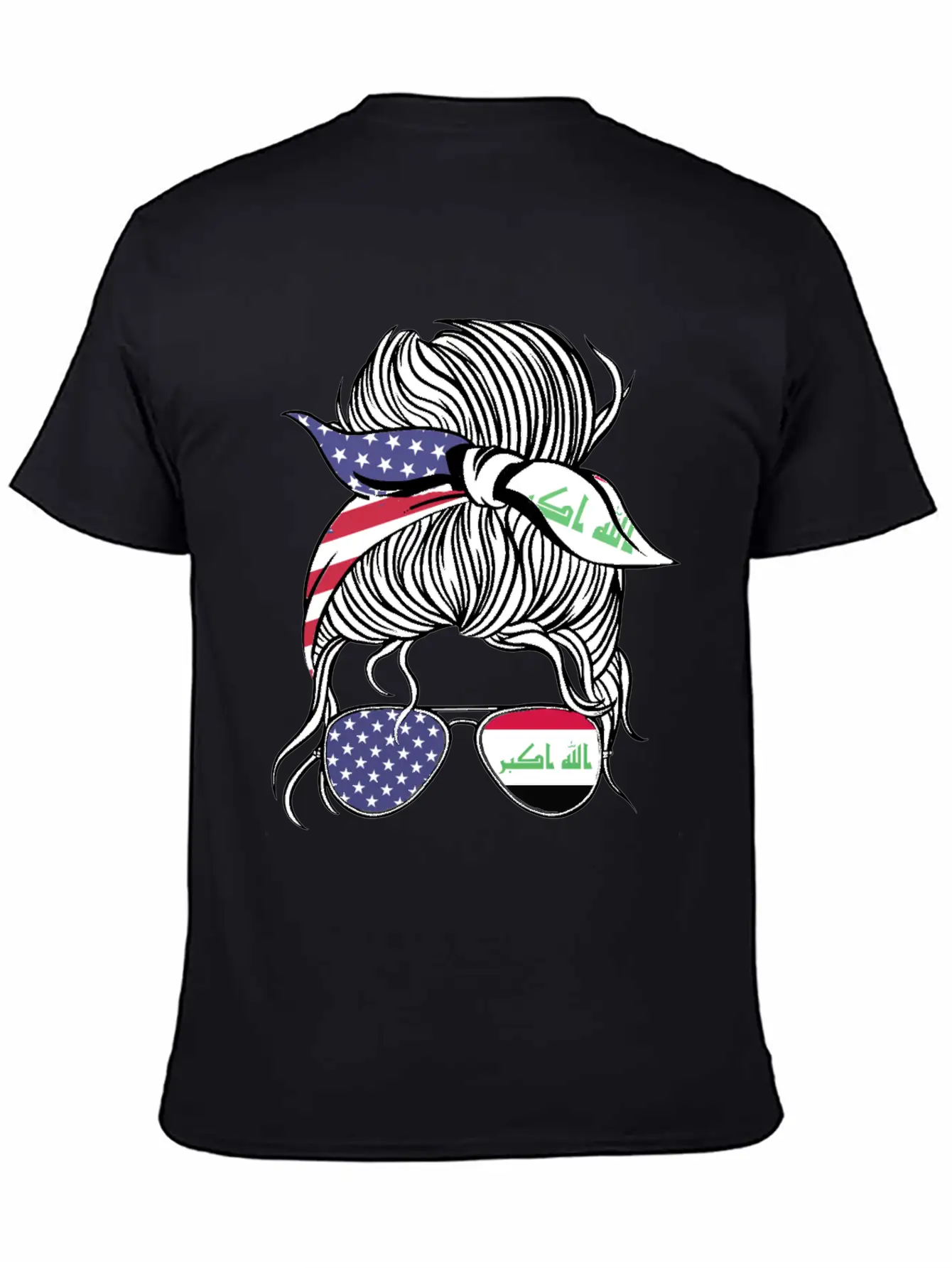 Iraqi American Patriot Proud Women Girl Flag Unisex Short Sleeve Soft Cotton T-Shirt – Casual Everyday Wear