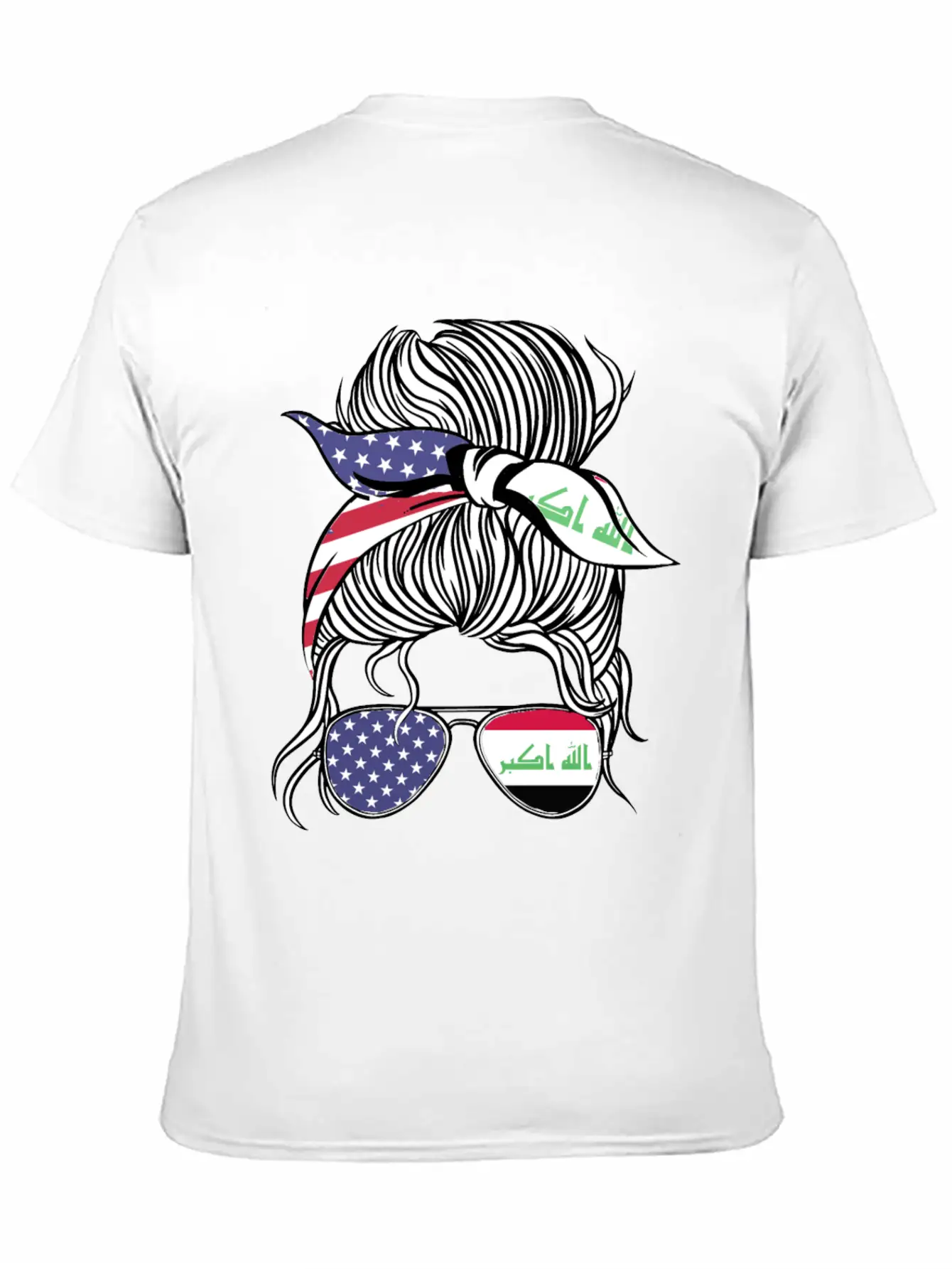 Iraqi American Patriot Proud Women Girl Flag Unisex Short Sleeve Soft Cotton T-Shirt – Casual Everyday Wear