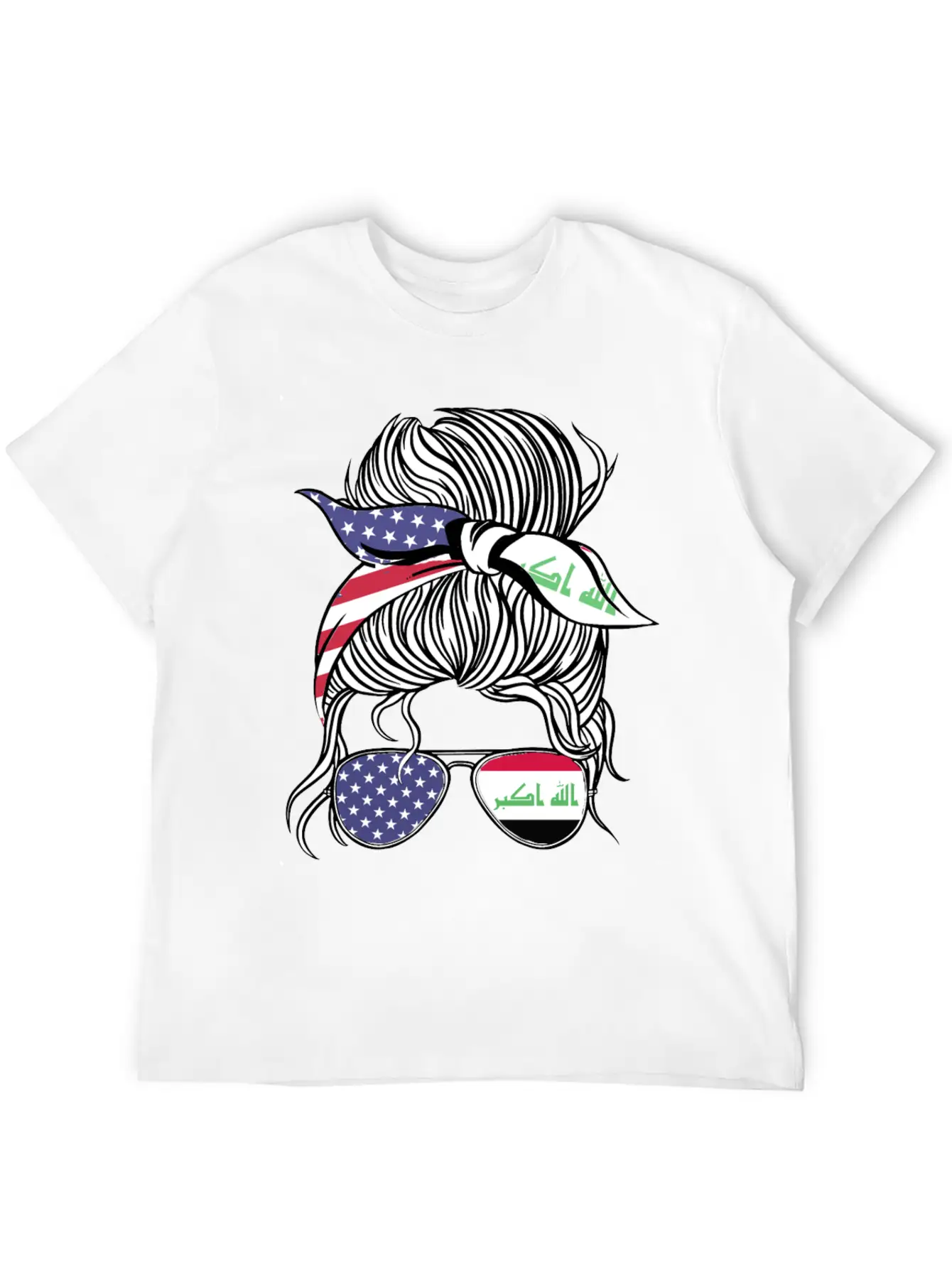 Iraqi American Patriot Proud Women Girl Flag Unisex Short Sleeve Soft Cotton T-Shirt – Casual Everyday Wear