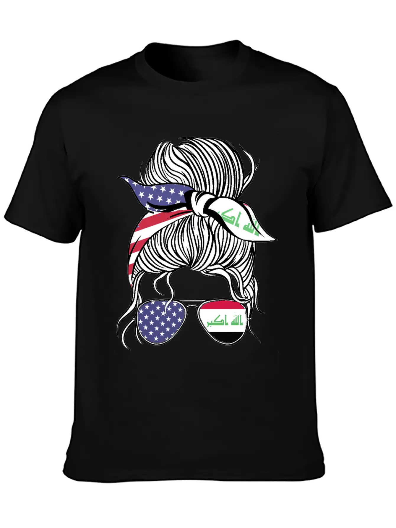 Iraqi American Patriot Proud Women Girl Flag Unisex Short Sleeve Soft Cotton T-Shirt – Casual Everyday Wear