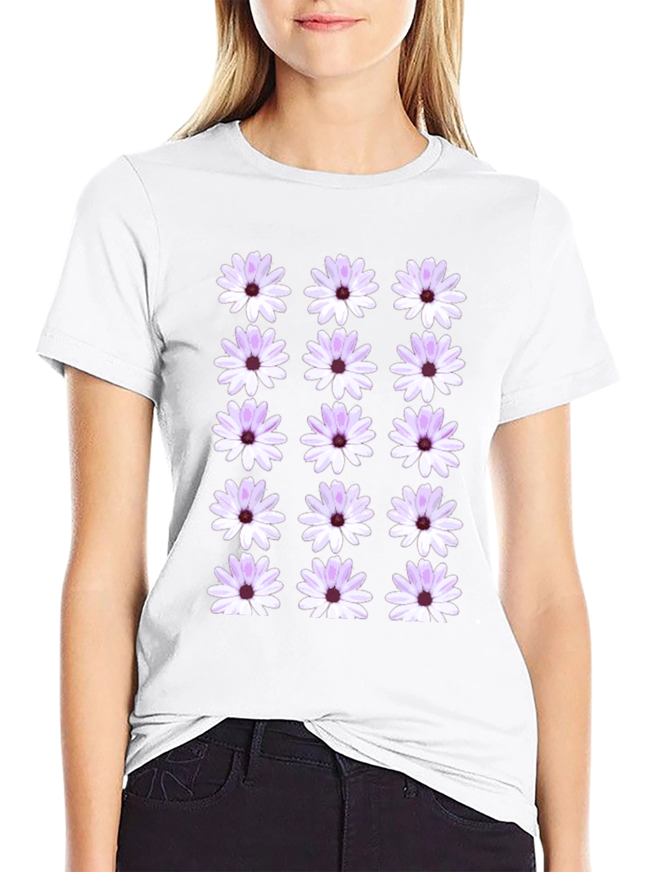 Floral Pattern Black T-Shirt