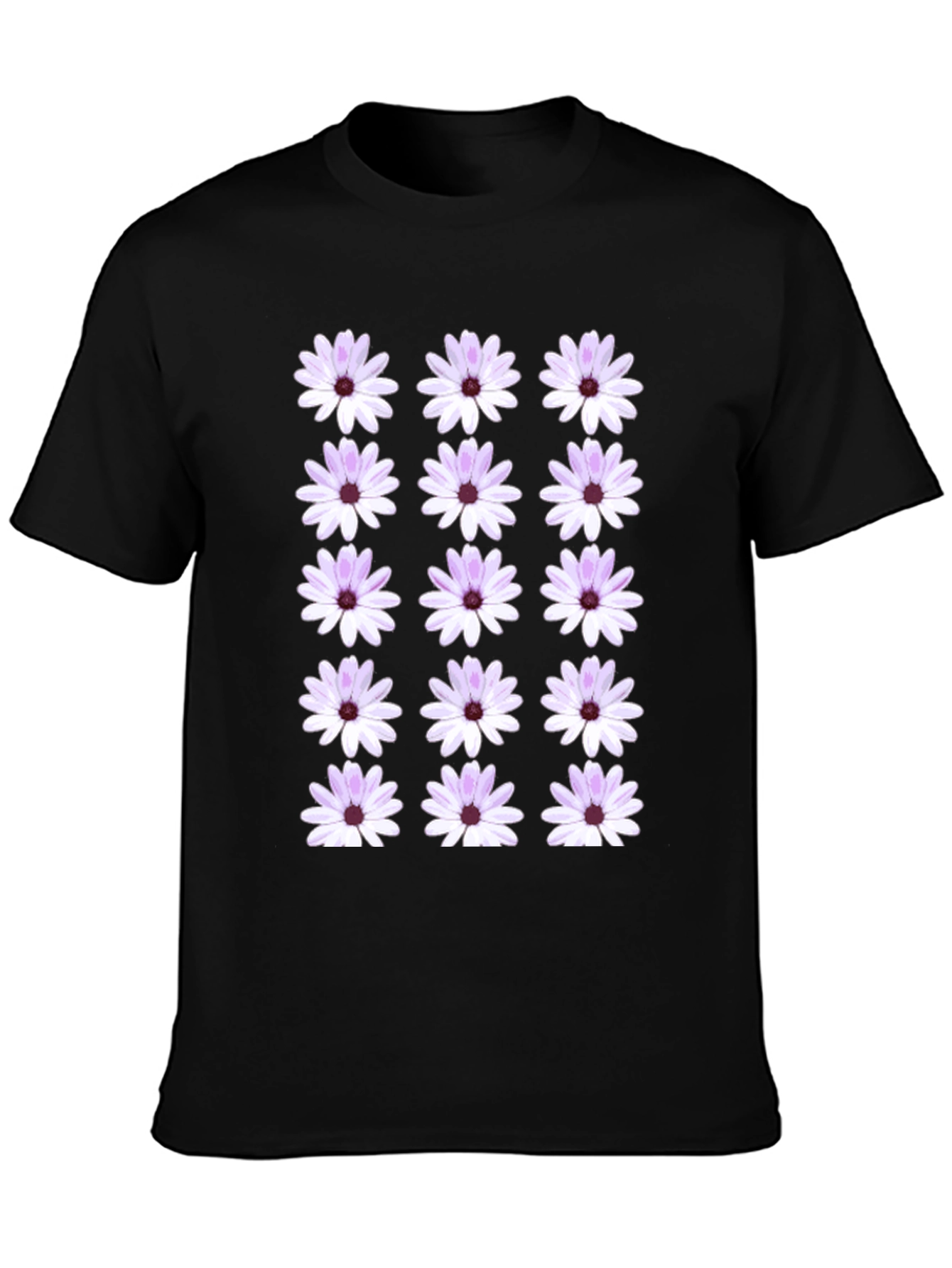 Floral Pattern Black T-Shirt
