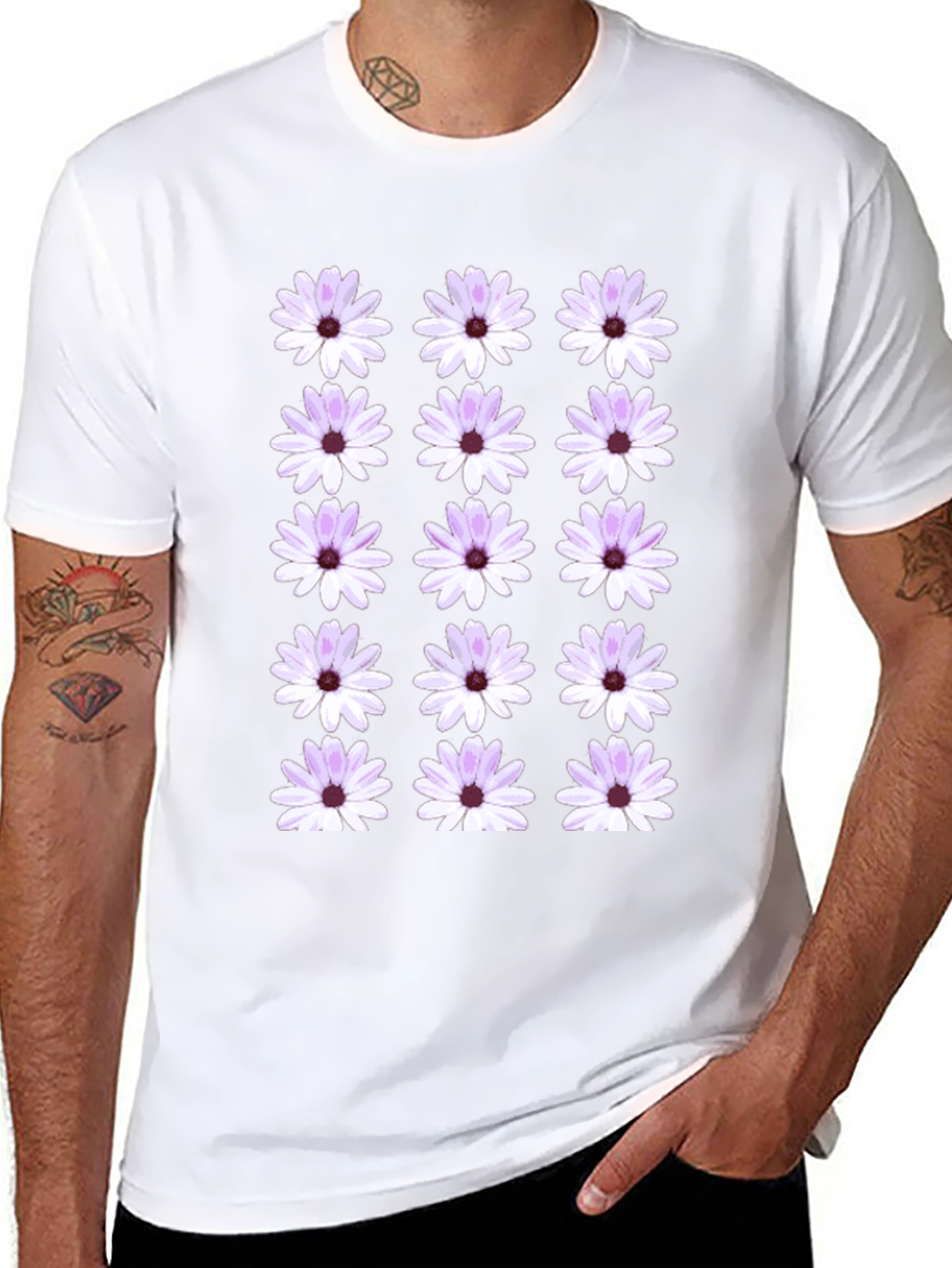 Floral Pattern Black T-Shirt
