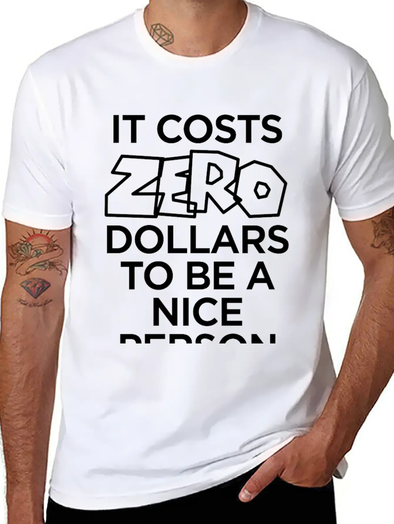 IT COSTS ZERO DOLLARS TO BE A NICE PERSON Timeless Short Sleeve Tee – Comfy And Minimalist Design