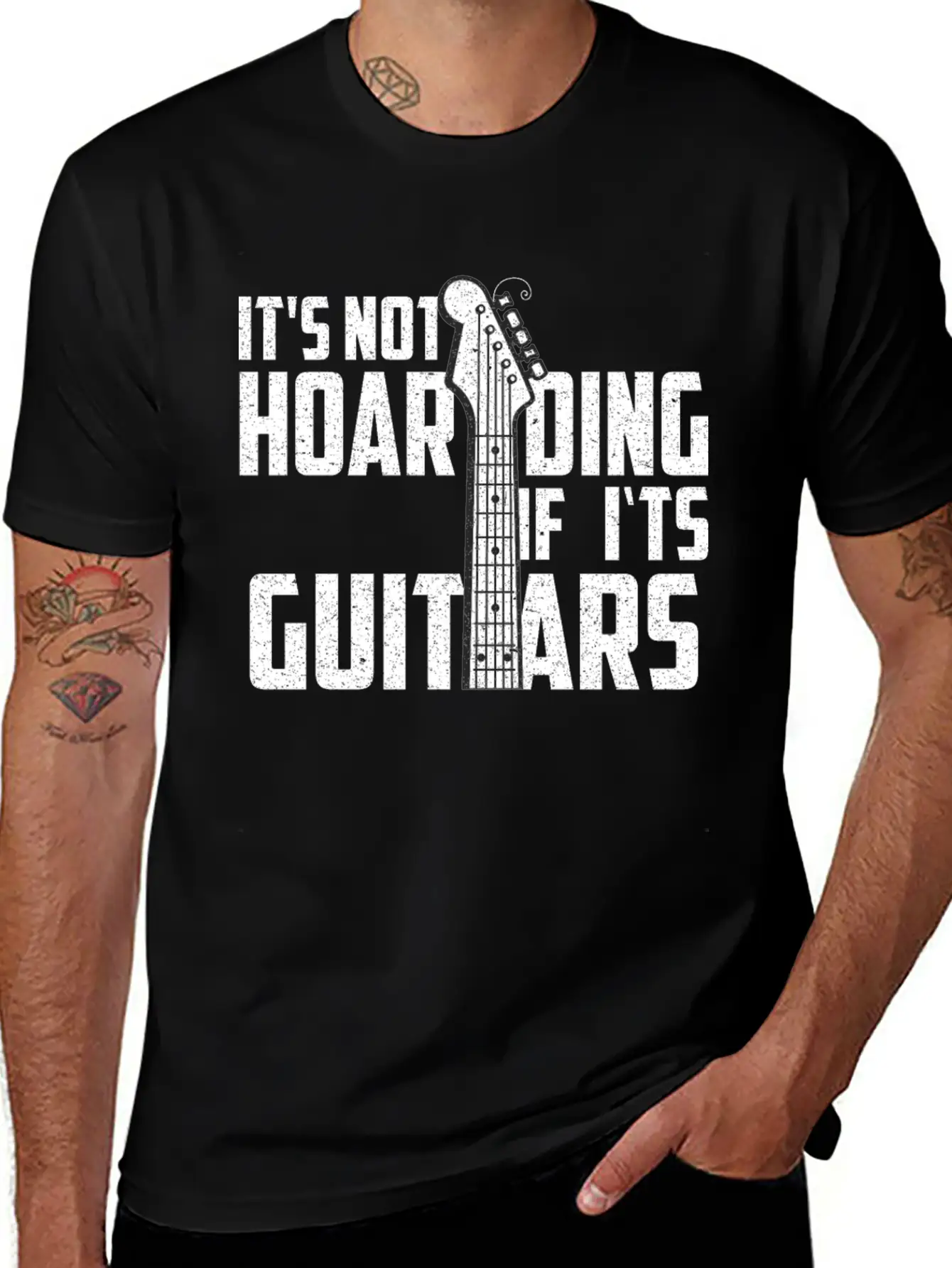 It’s Not Hoarding If It’s Guitars Musicians Unisex Short Sleeve Soft Cotton T-Shirt – Casual Everyday Wear