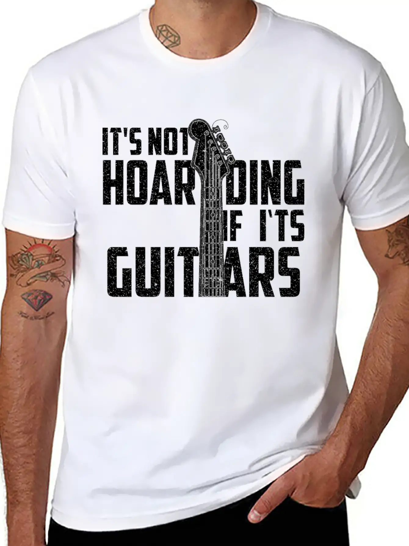 It’s Not Hoarding If It’s Guitars Musicians Unisex Short Sleeve Soft Cotton T-Shirt – Casual Everyday Wear
