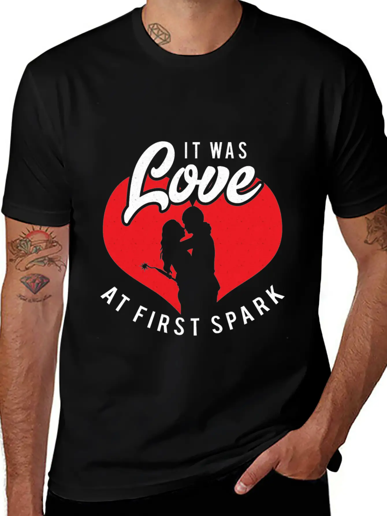 It Was Love At First Spark Unisex Short Sleeve Soft Cotton T-Shirt – Casual Everyday Wear
