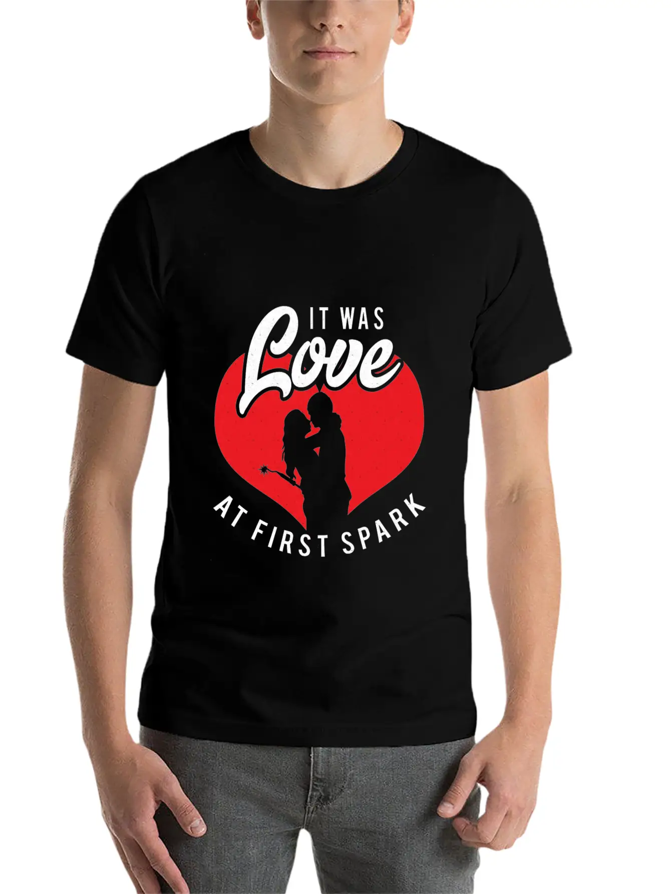 It Was Love At First Spark Unisex Short Sleeve Soft Cotton T-Shirt – Casual Everyday Wear