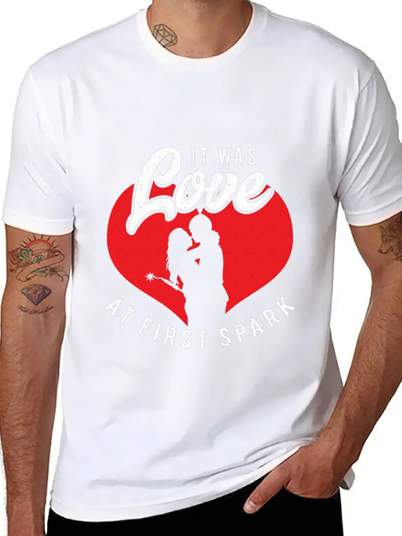 It Was Love At First Spark Unisex Short Sleeve Soft Cotton T-Shirt – Casual Everyday Wear
