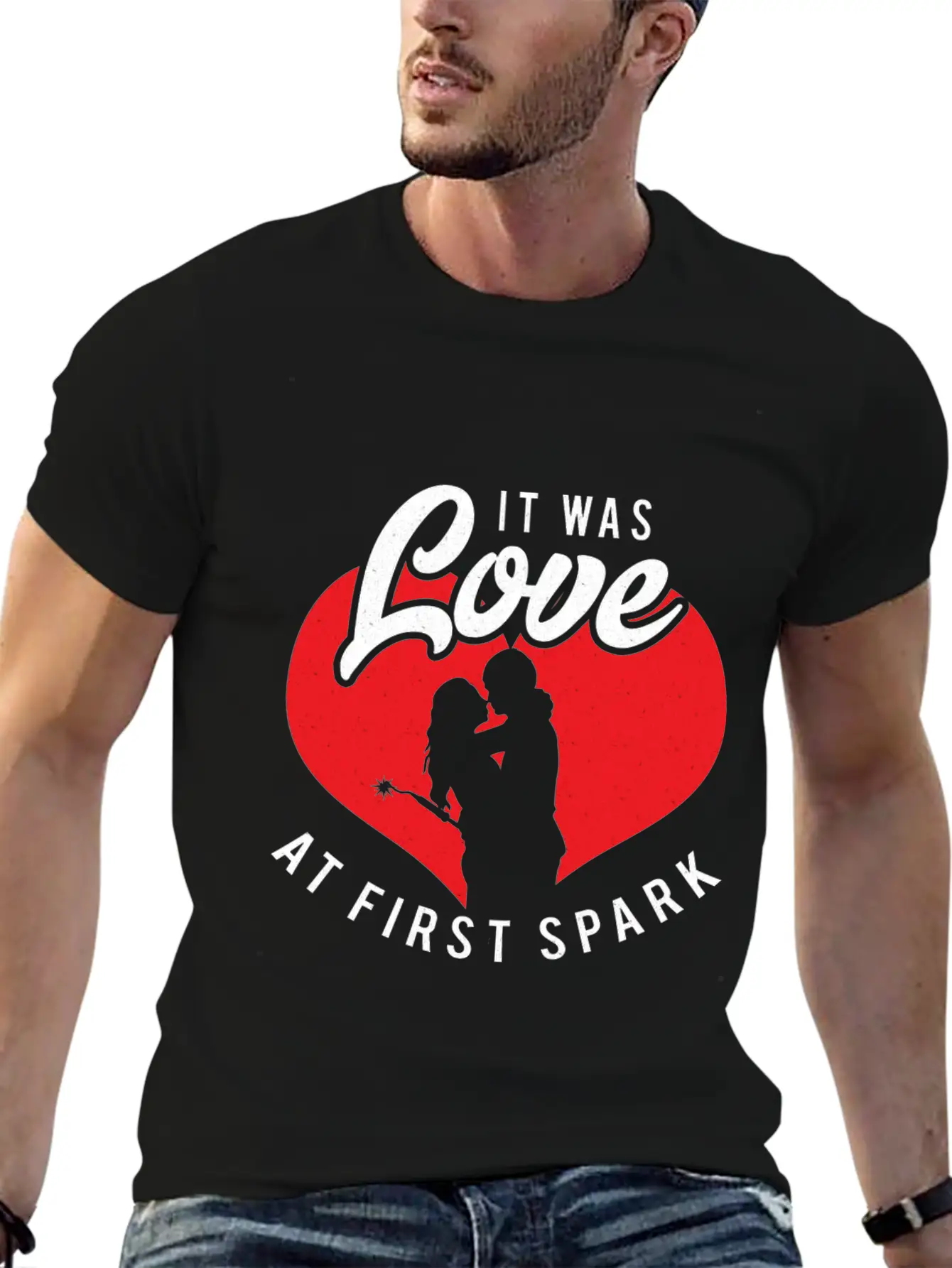 It Was Love At First Spark Unisex Short Sleeve Soft Cotton T-Shirt – Casual Everyday Wear