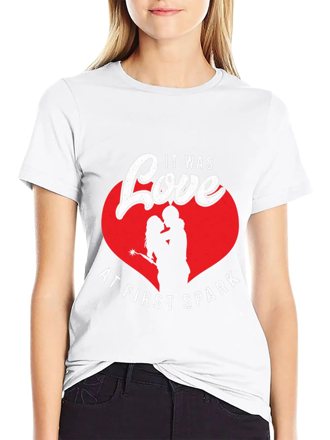 It Was Love At First Spark Unisex Short Sleeve Soft Cotton T-Shirt – Casual Everyday Wear