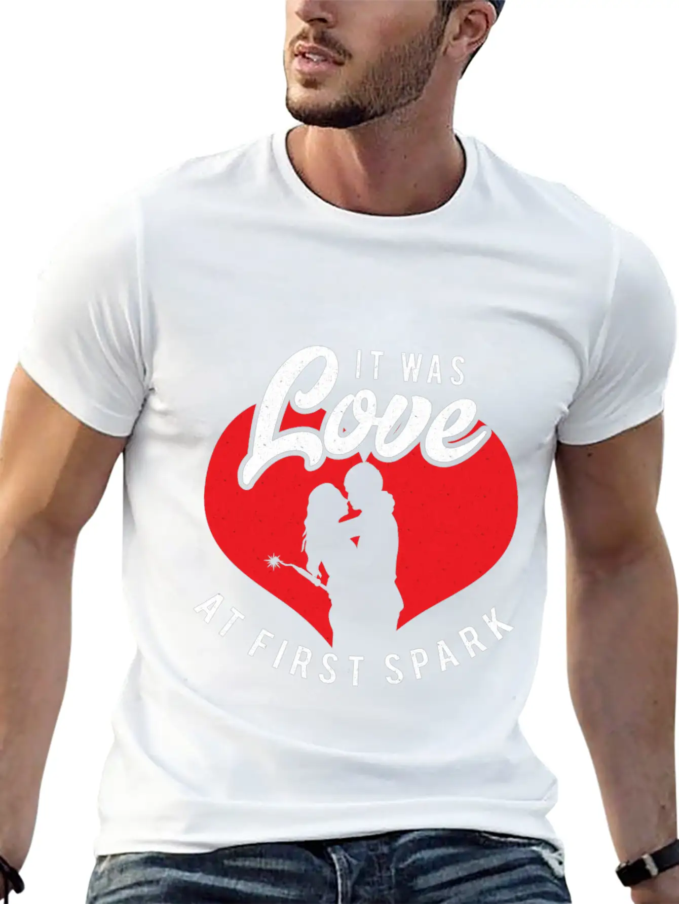 It Was Love At First Spark Unisex Short Sleeve Soft Cotton T-Shirt – Casual Everyday Wear