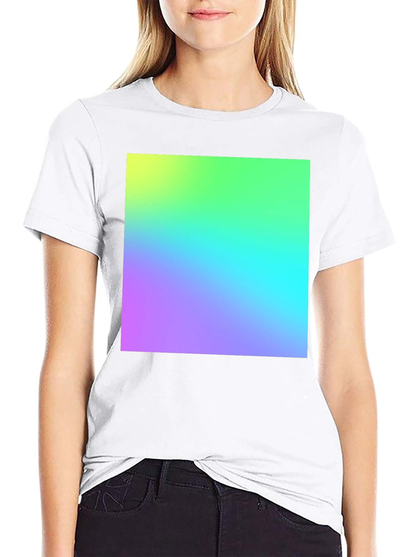 Vibrant Gradient Tee - Stylish Black Cotton Blend T-Shirt