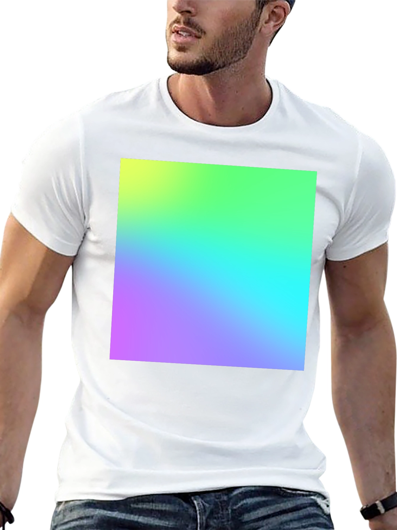 Vibrant Gradient Tee - Stylish Black Cotton Blend T-Shirt