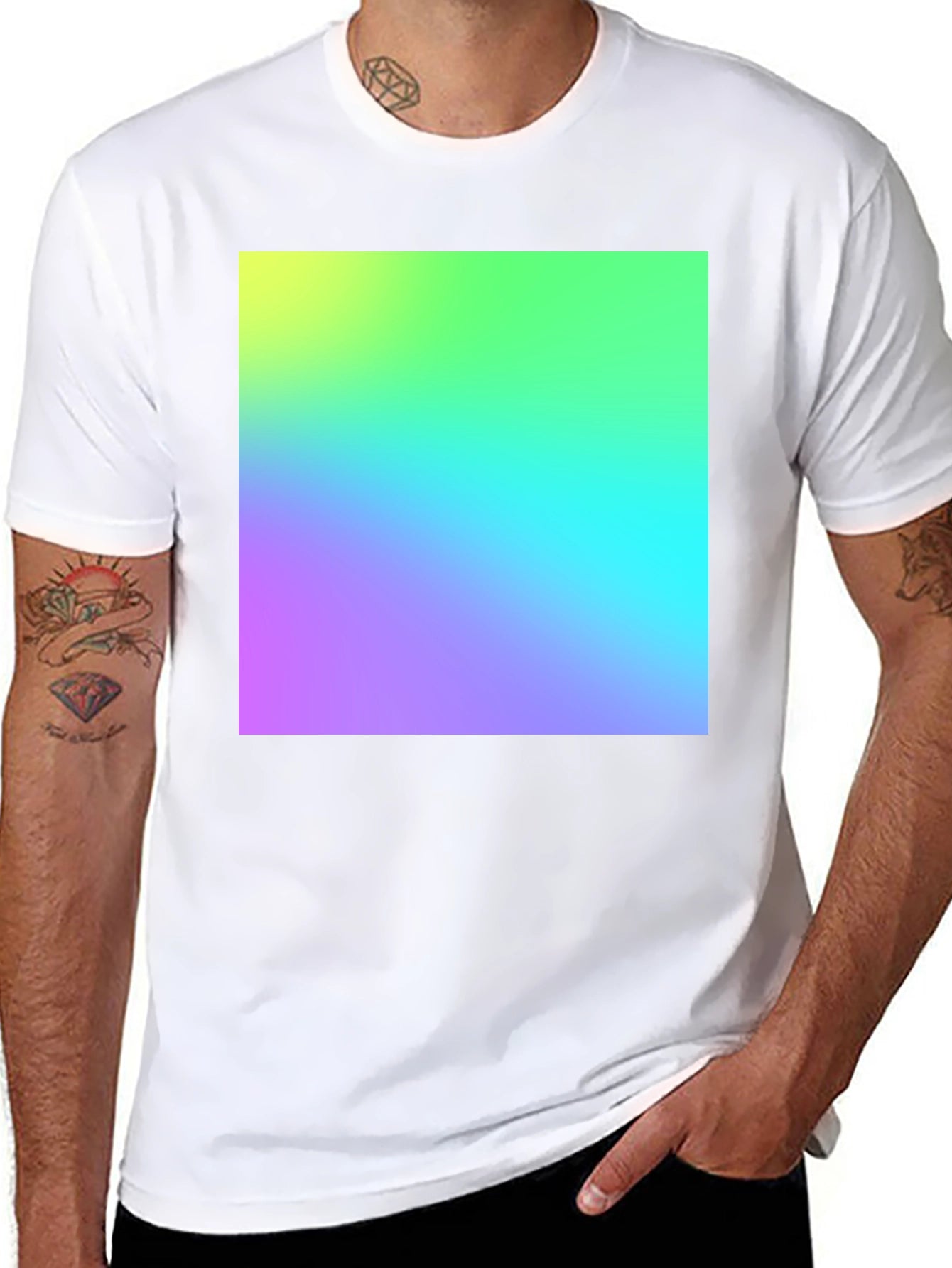 Vibrant Gradient Tee - Stylish Black Cotton Blend T-Shirt