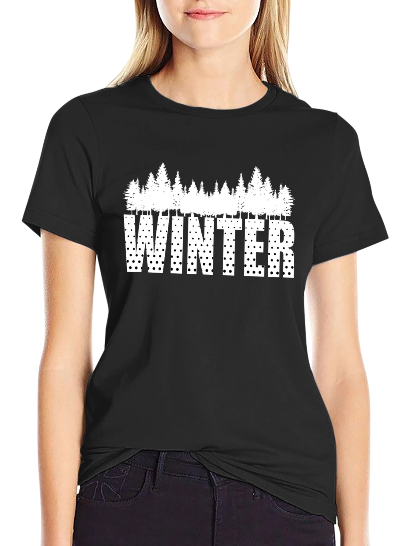 Winter Forest Graphic T-Shirt - Black Cotton Tee