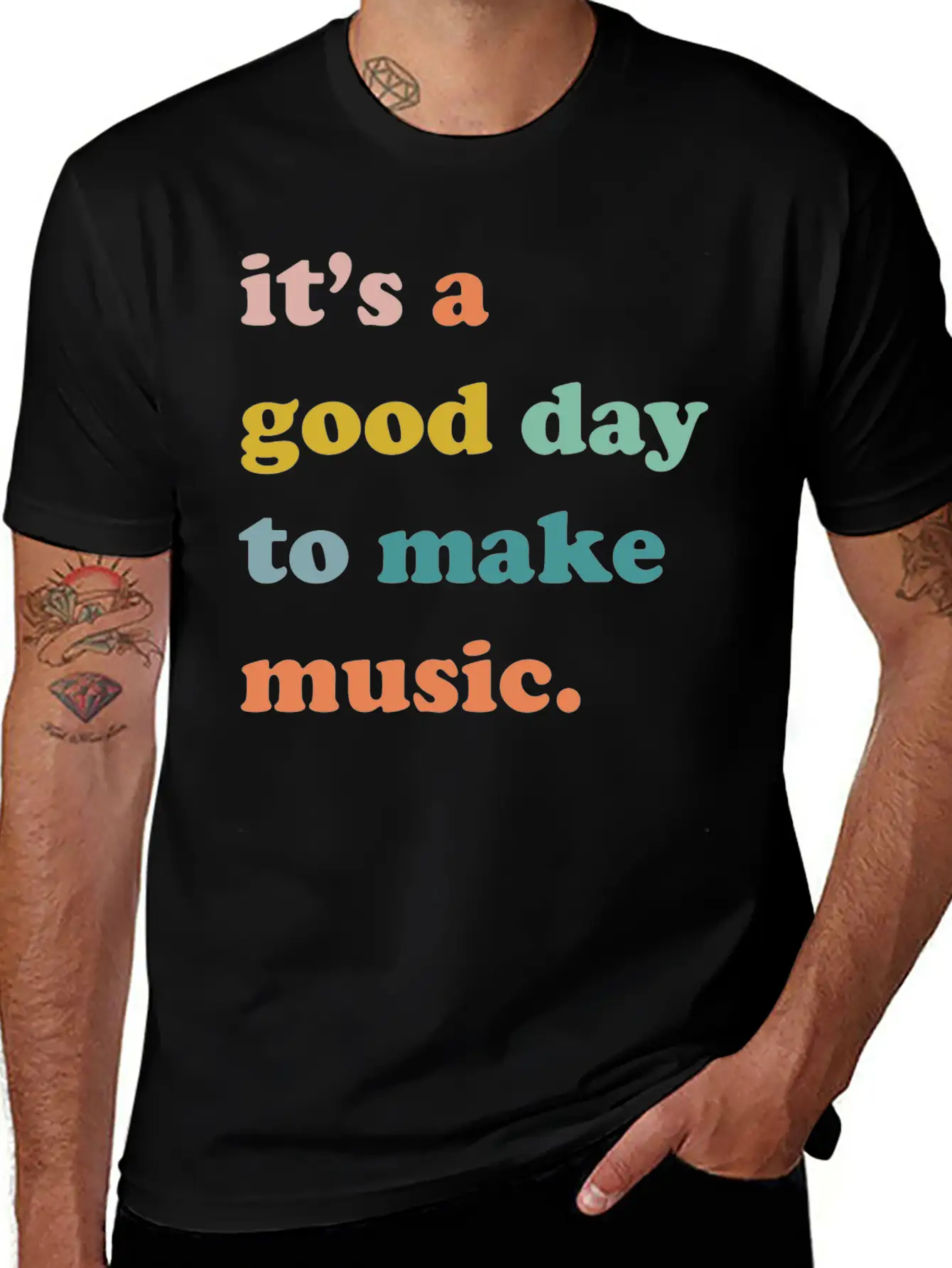 It's A Good Day To Make Music Comfortable Minimalist Graphic Tee – Summer Style Essential