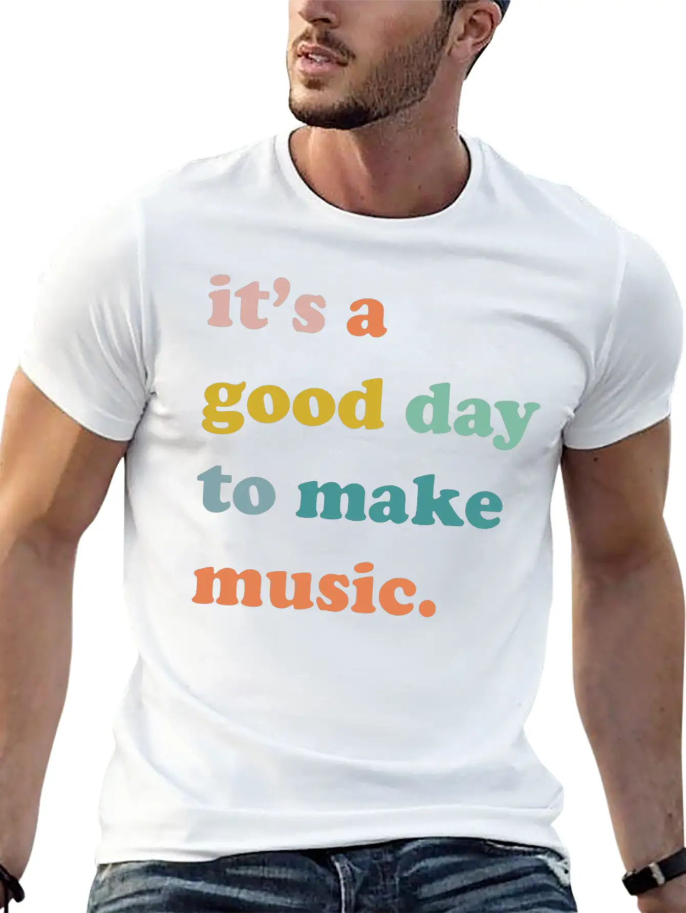 It's A Good Day To Make Music Comfortable Minimalist Graphic Tee – Summer Style Essential