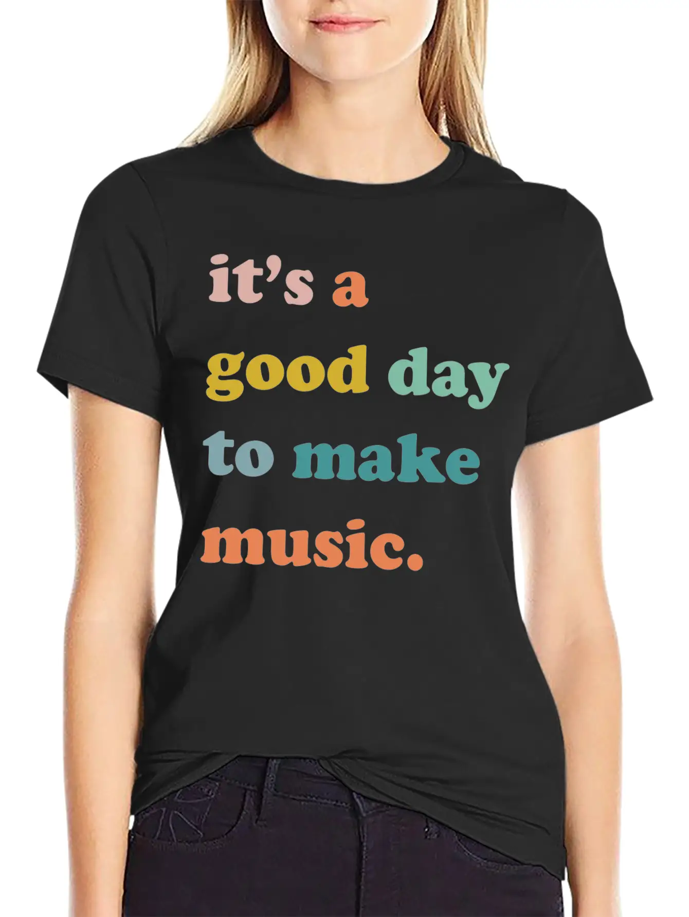 It's A Good Day To Make Music Comfortable Minimalist Graphic Tee – Summer Style Essential