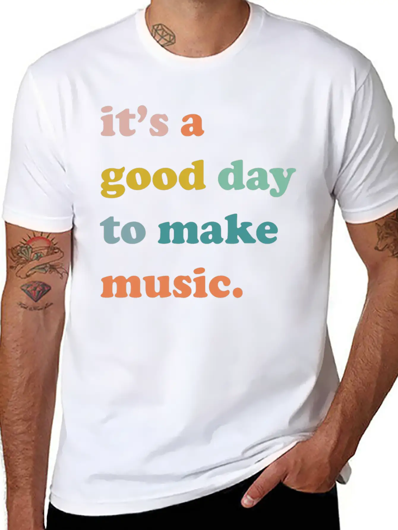 It's A Good Day To Make Music Comfortable Minimalist Graphic Tee – Summer Style Essential