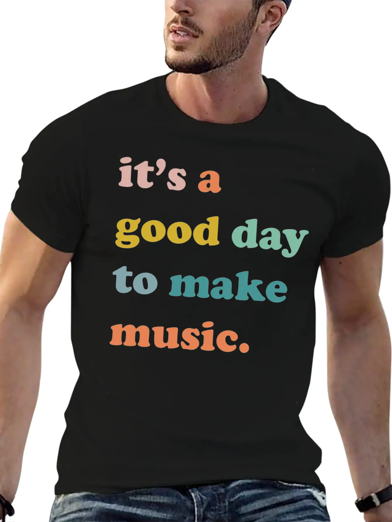 It's A Good Day To Make Music Comfortable Minimalist Graphic Tee – Summer Style Essential